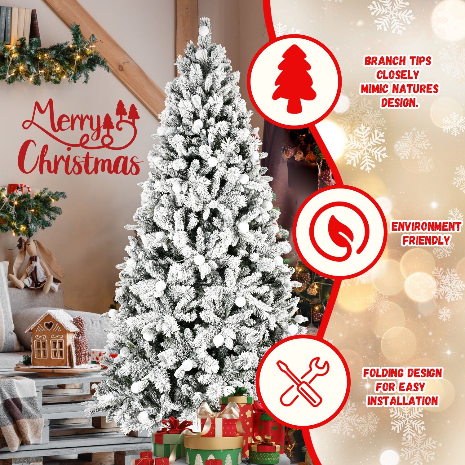 7.5FT Mixed Christmas Tree with Colorful + Warm Light 10-Function LED