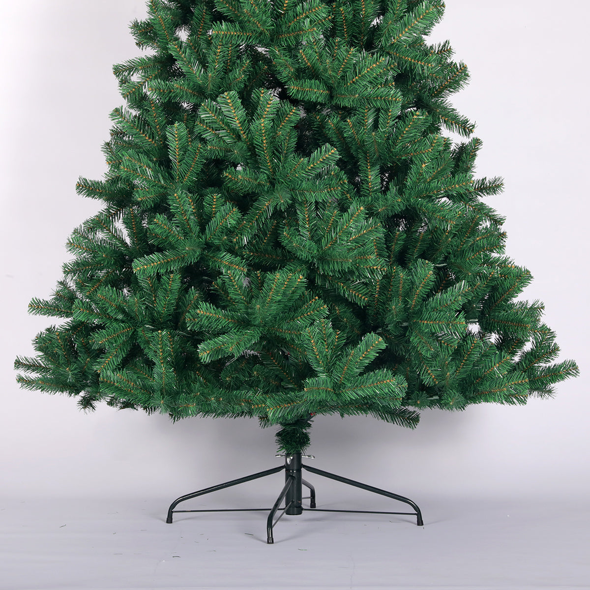 Artificial Christmas Tree Full Natural Spruce PVC Fir Tree 7.5ft Foldable Metal Stand  Unlit Green