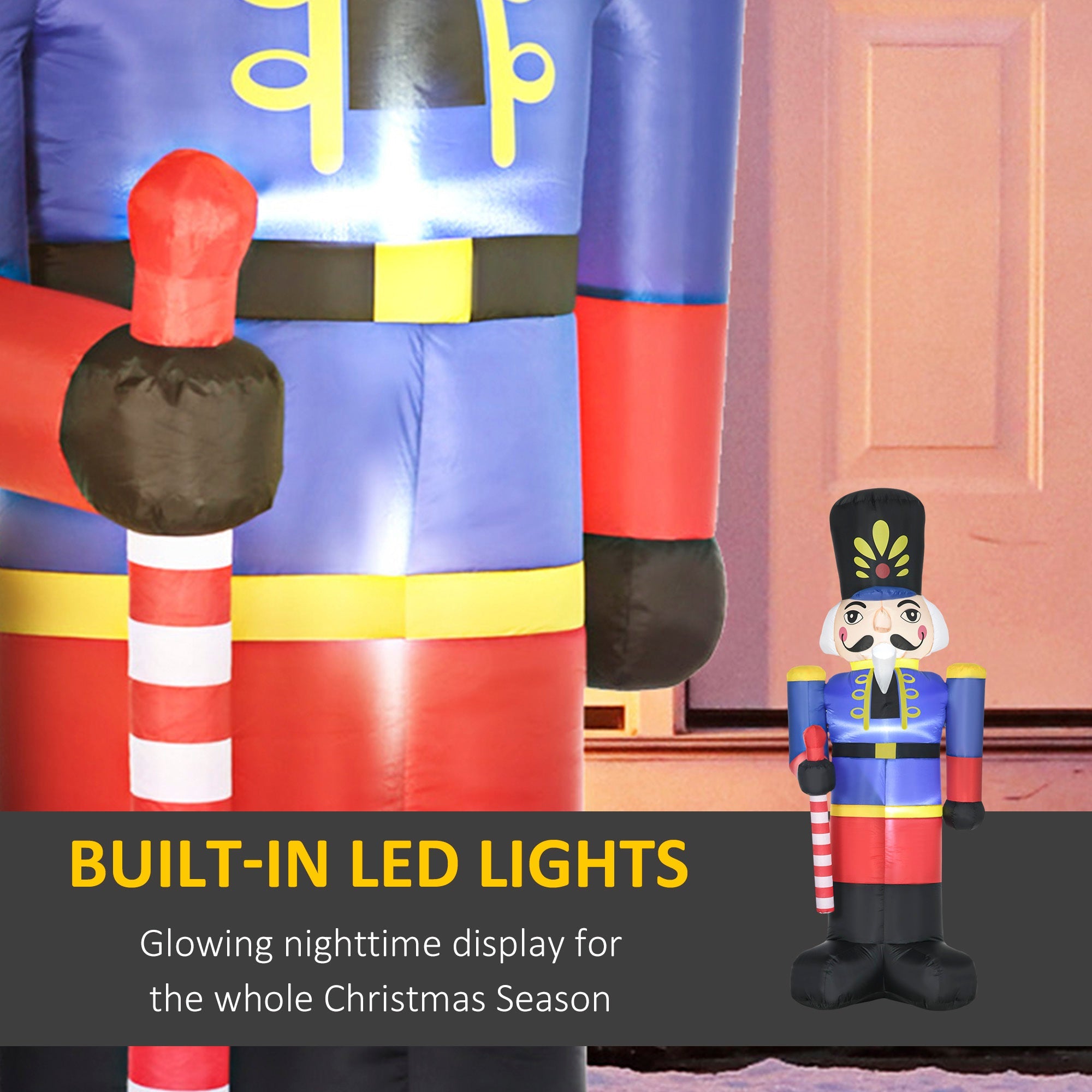 8ft  Nutcracker Toy Soldier with Scepter, with LED Lights Display-Christmas Inflatables Outdoor