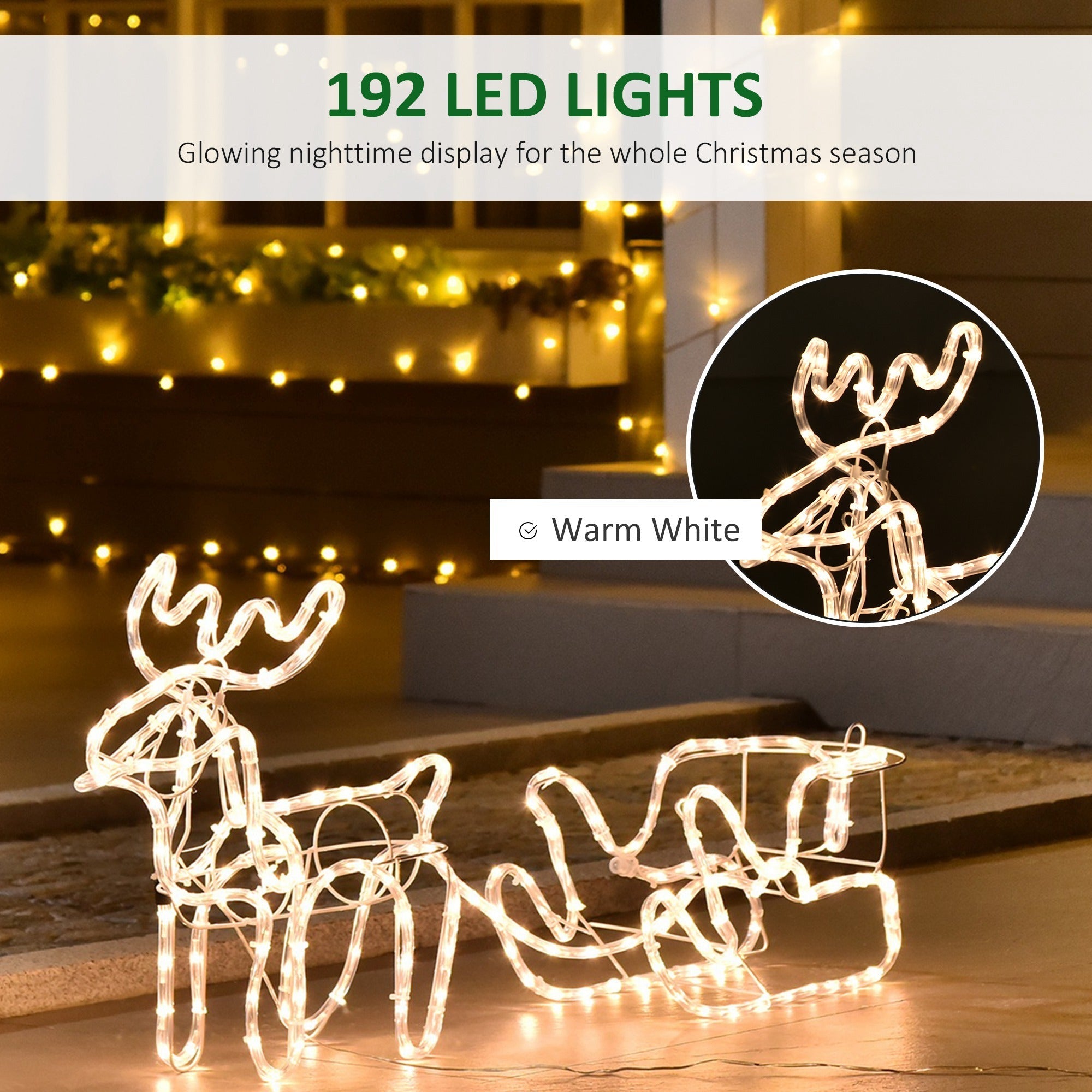 35" LED Reindeer Sleigh Outdoor Christmas Standing Figure Decoration