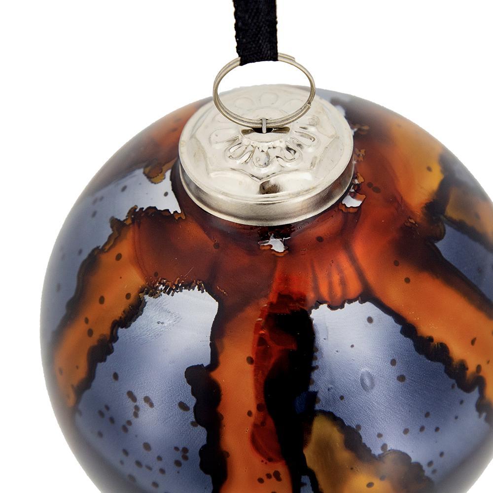 Amber and Black Decorative Hanging Ball Christmas Tree Ornaments - Set of 6