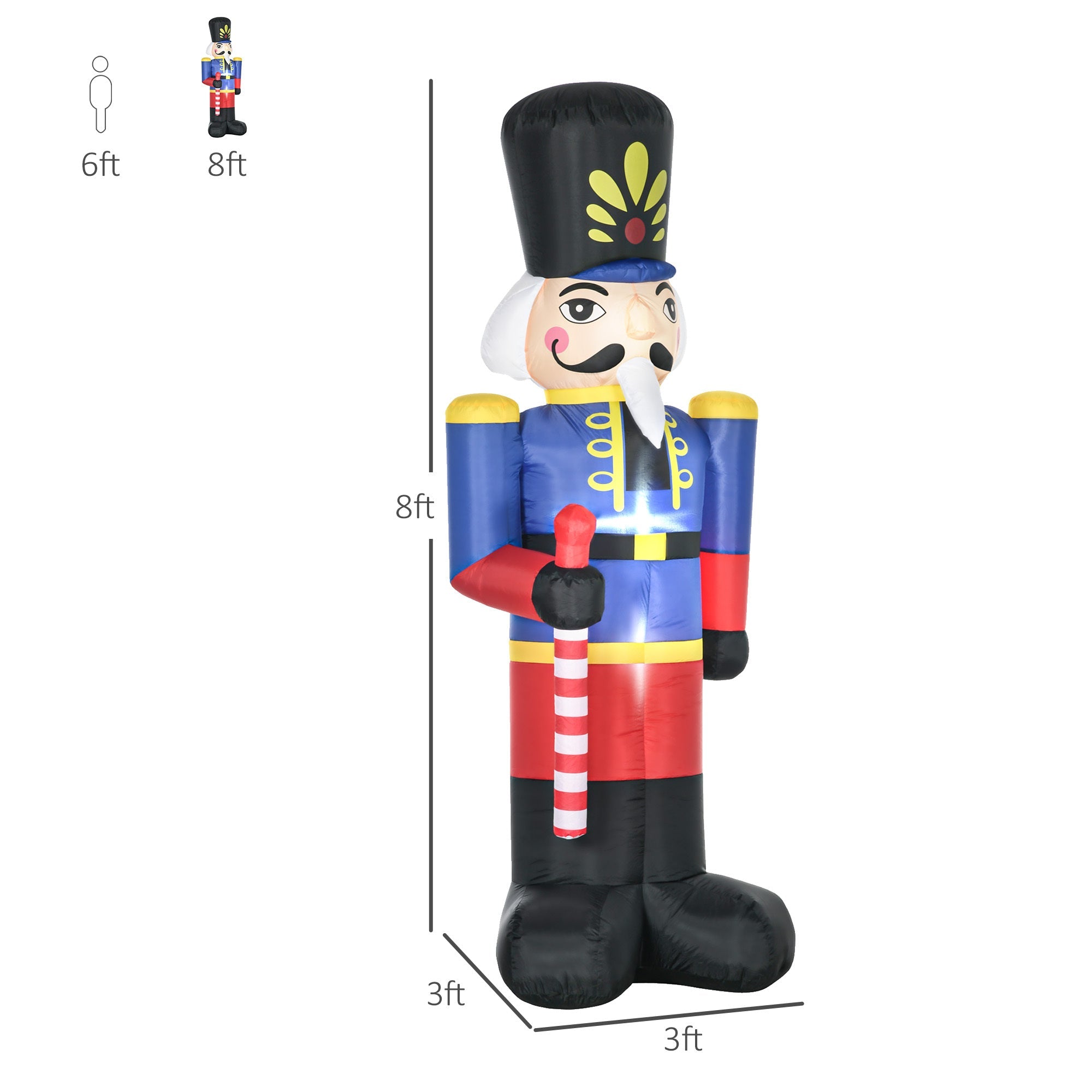 8ft  Nutcracker Toy Soldier with Scepter, with LED Lights Display-Christmas Inflatables Outdoor