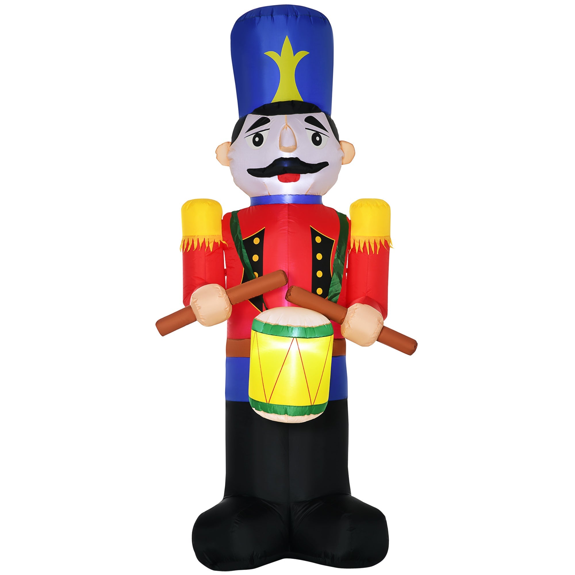 8ft Nutcracker Toy Soldier with Drum, Blow-Up Yard  Decor with LED Lights Display