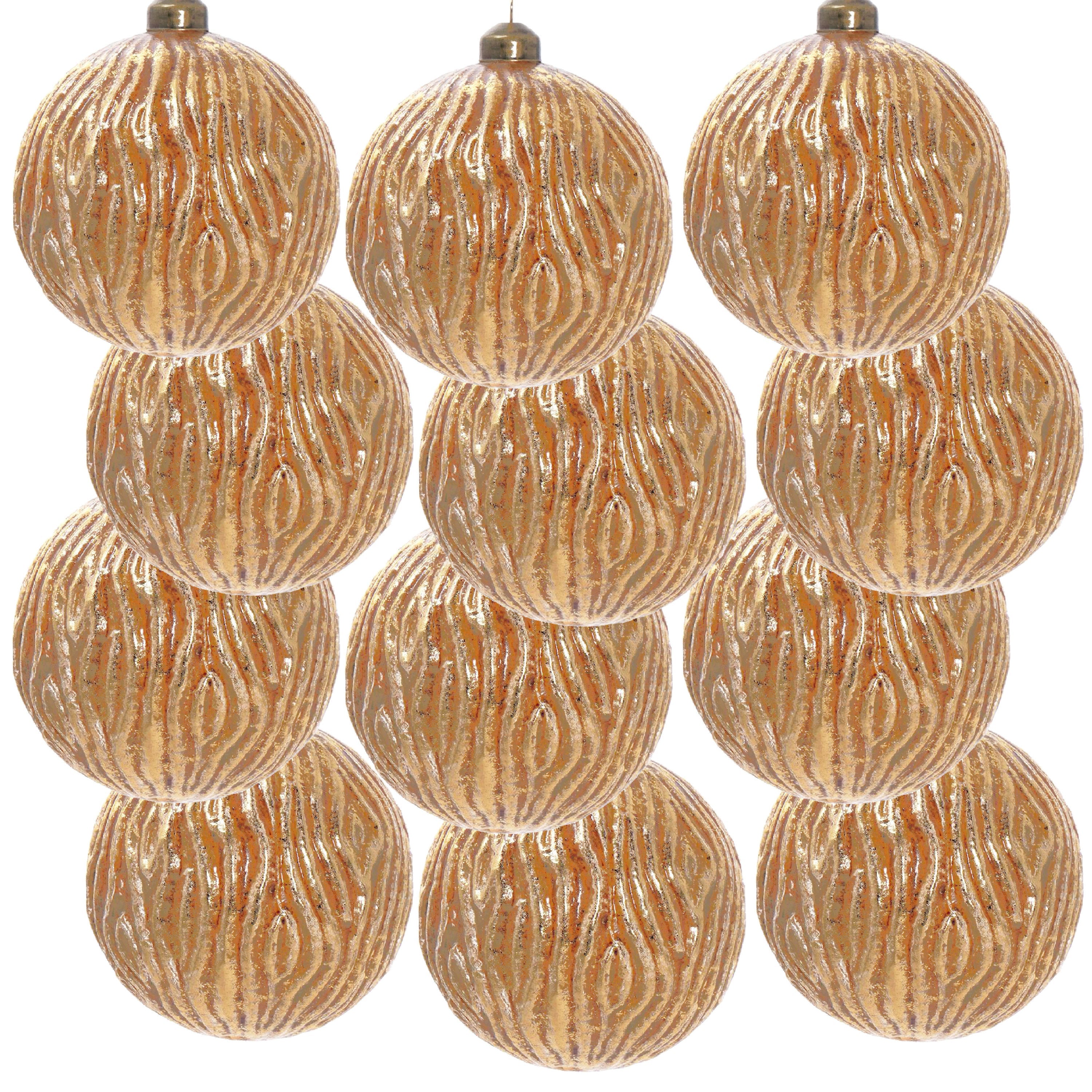 Gold Glitter Christmas Ball Ornaments,Set of 12