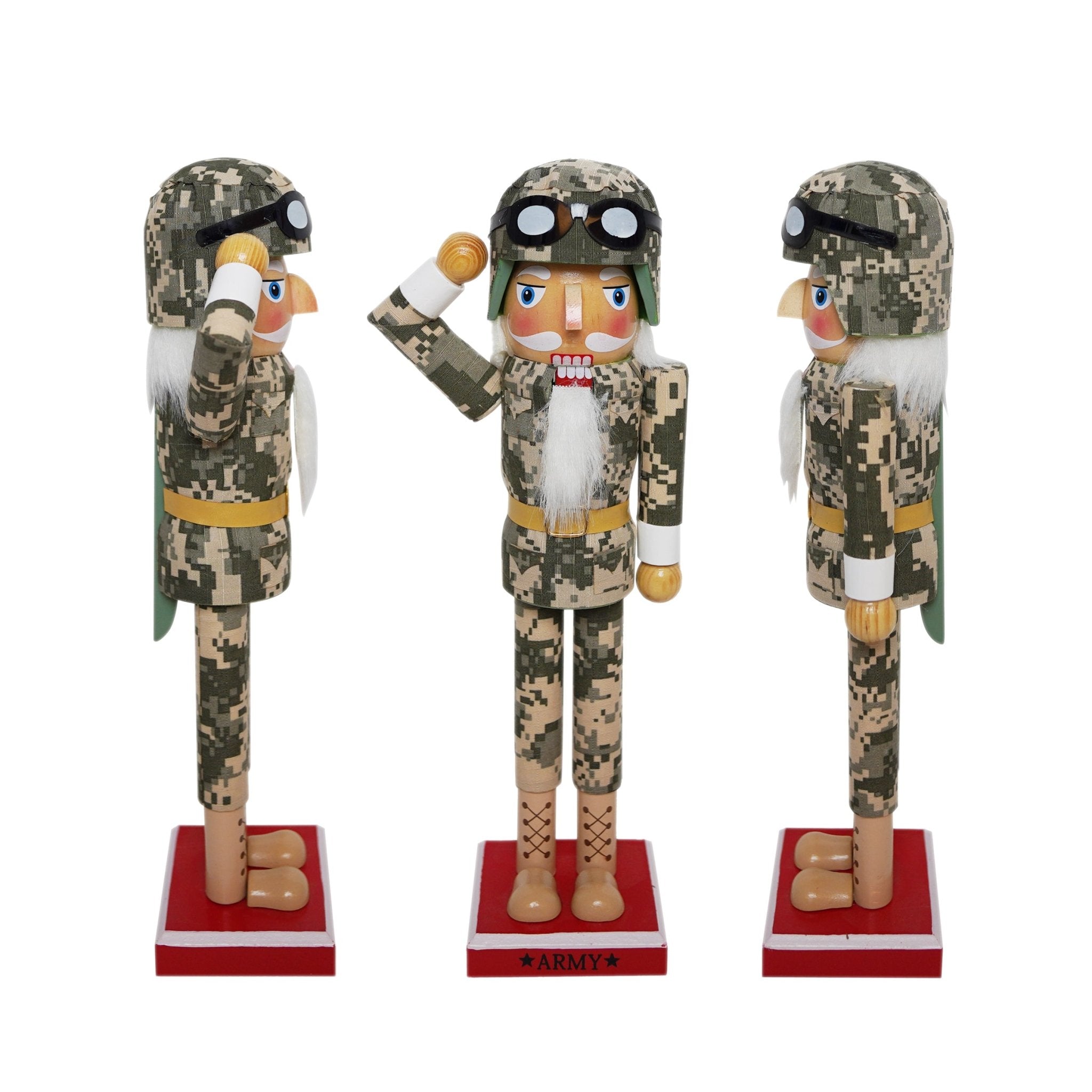 14-inch Wooden Nutcrackers Christmas Decoration Figures Home Decor (Army Soldier)