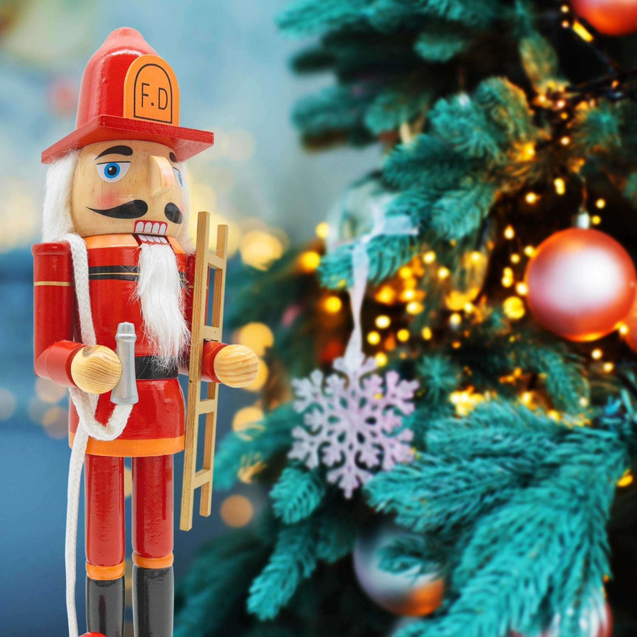 14-inch Wooden Nutcrackers Christmas Decoration Figures Home Decor (Fireman)