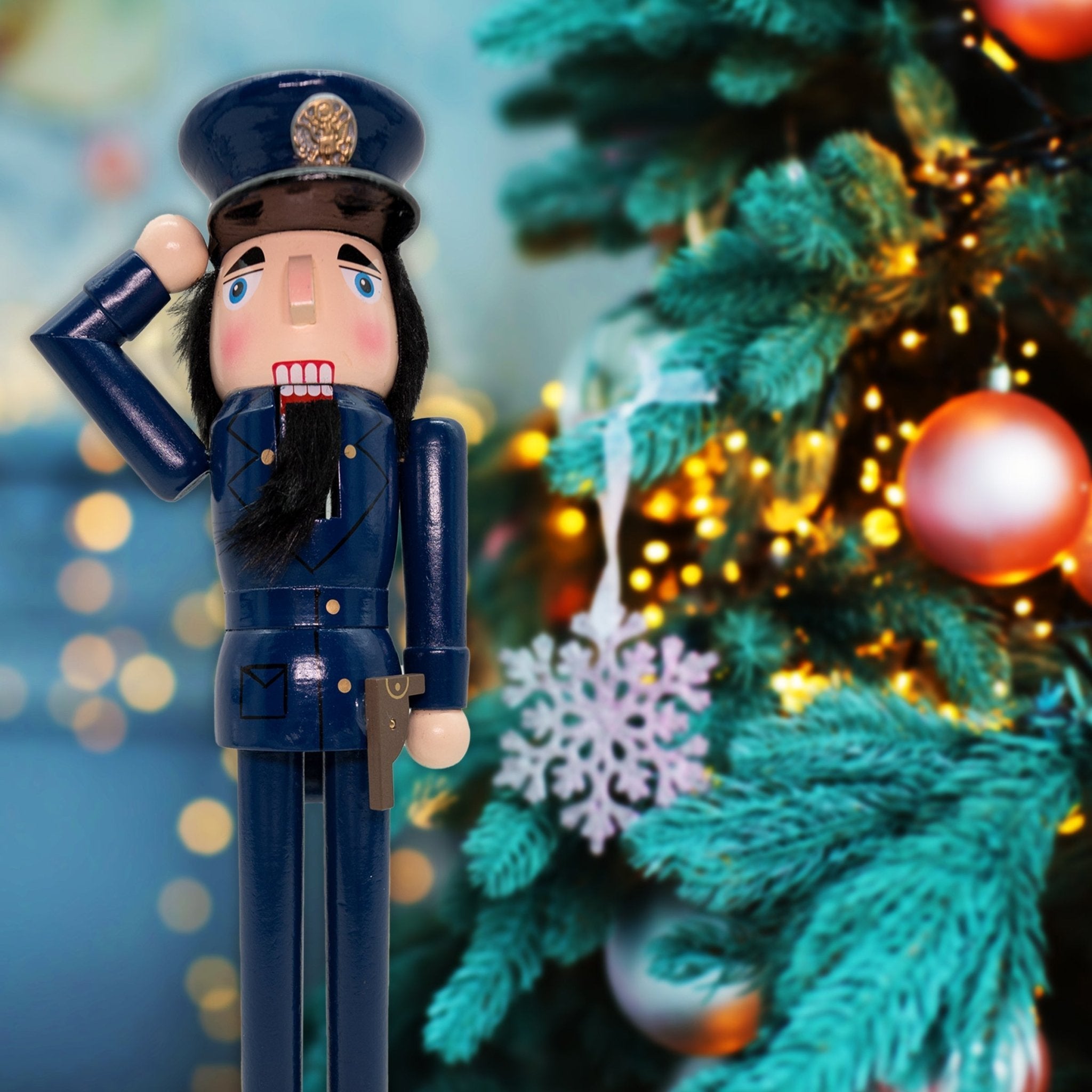 14-inch Wooden Nutcrackers Christmas Decoration Figures Home Decor (Policeman)