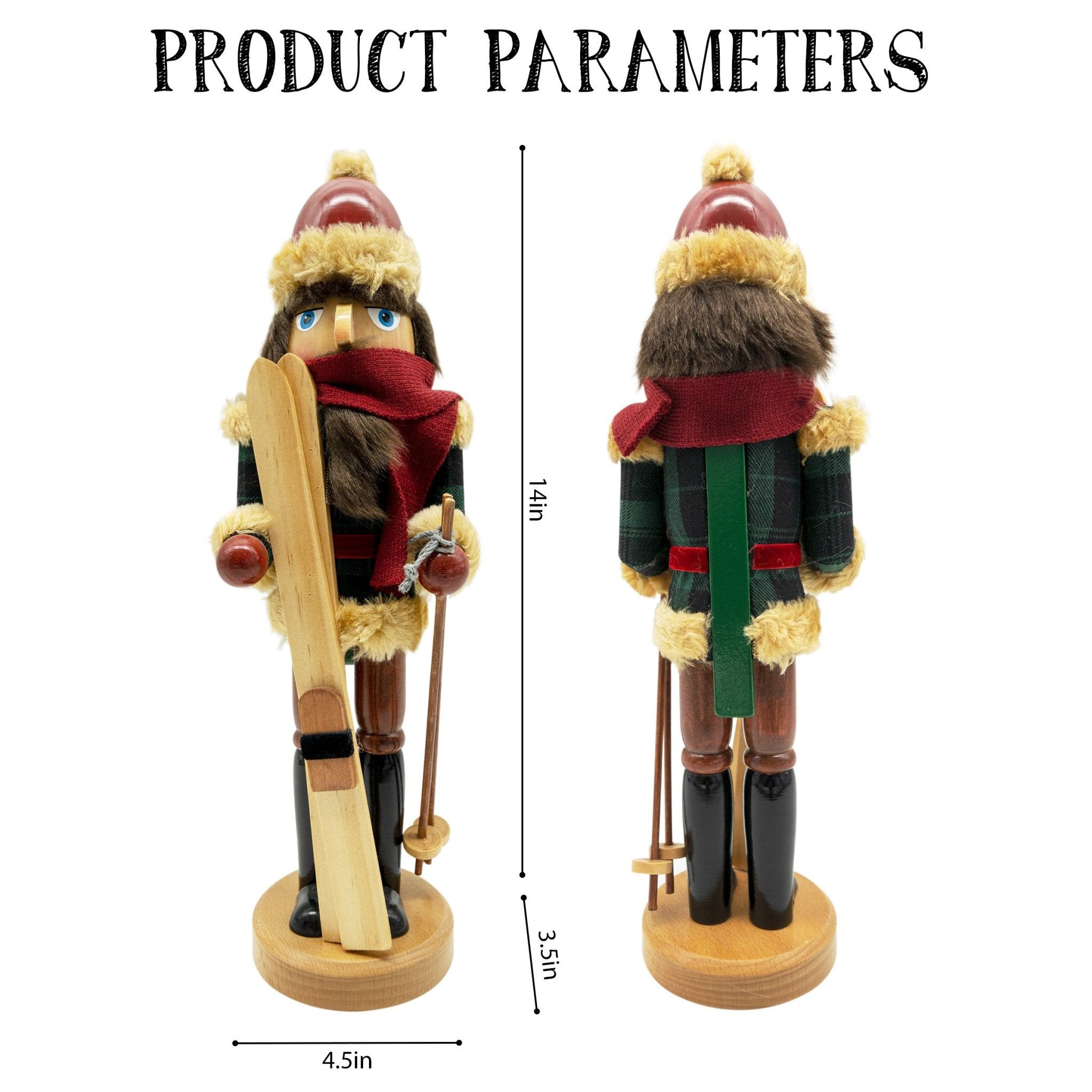 14-inch Wooden Nutcrackers Christmas Decoration Figures (Skier)