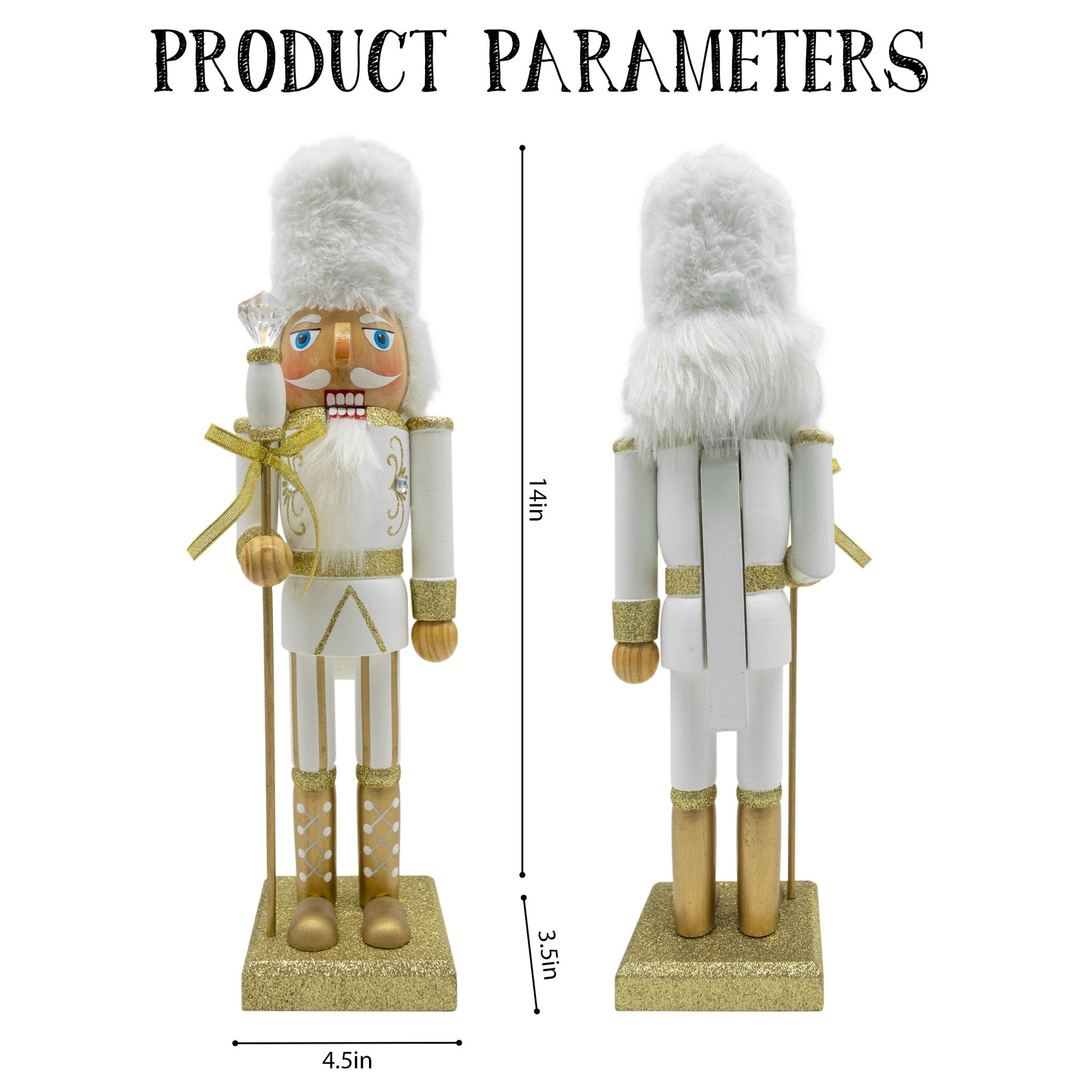 14IN White Gold Sequin Soldier Nutcracker, Festive Nutcracker Figures Decoration