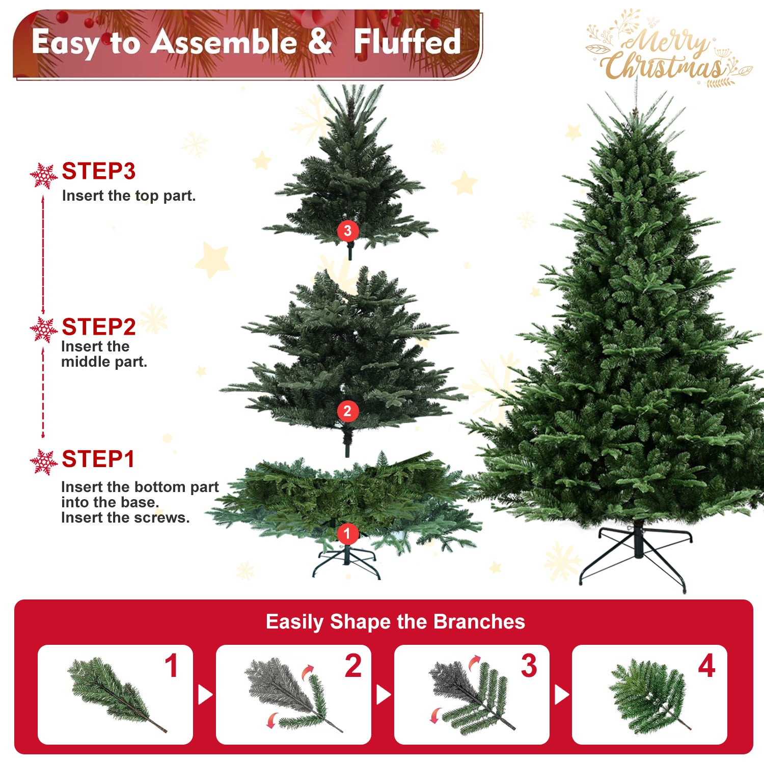 9FT Christmas Tree Simulate Nature Premium Hinged Spruce Artificial Douglas Firs Tree