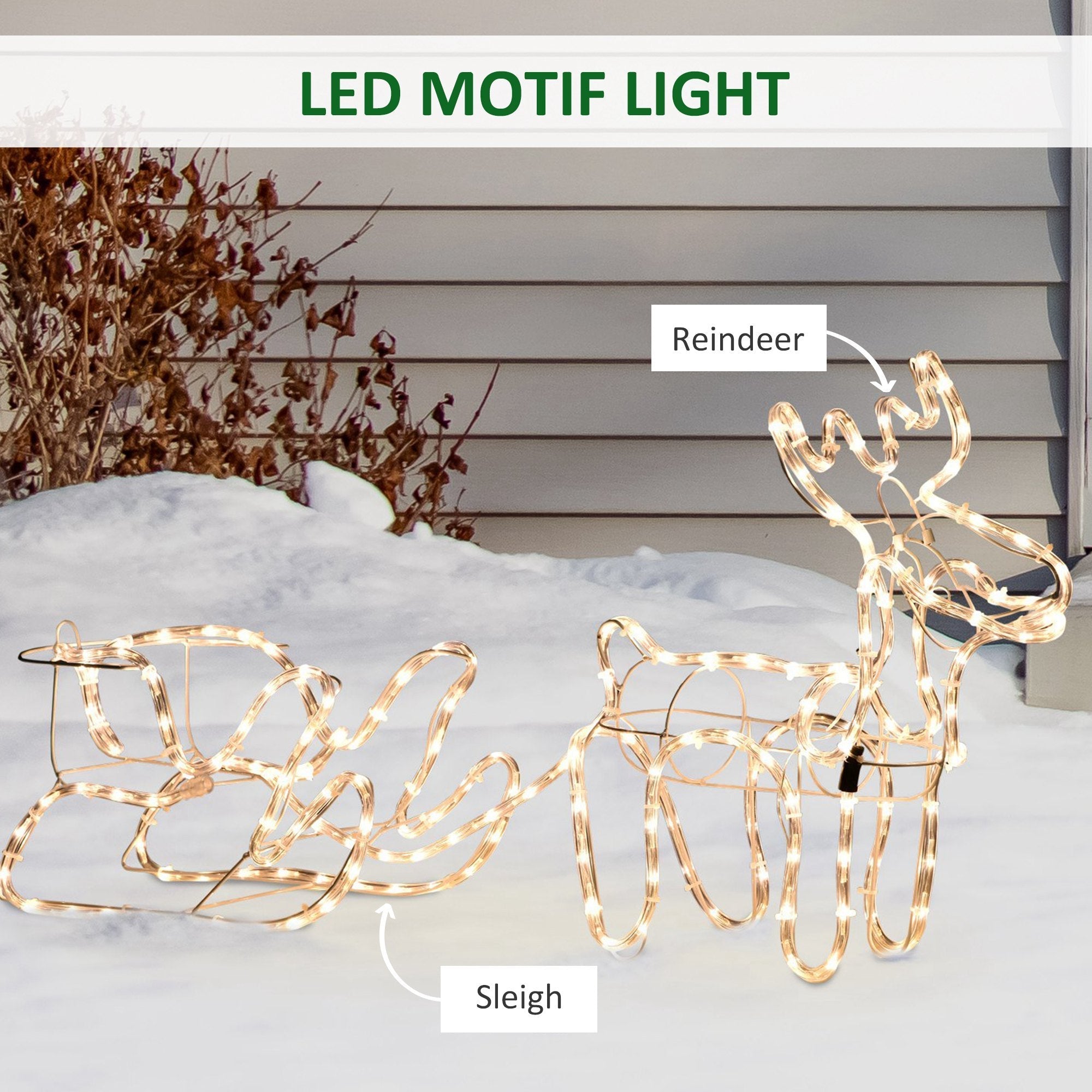 35" LED Reindeer Sleigh Outdoor Christmas Standing Figure Decoration