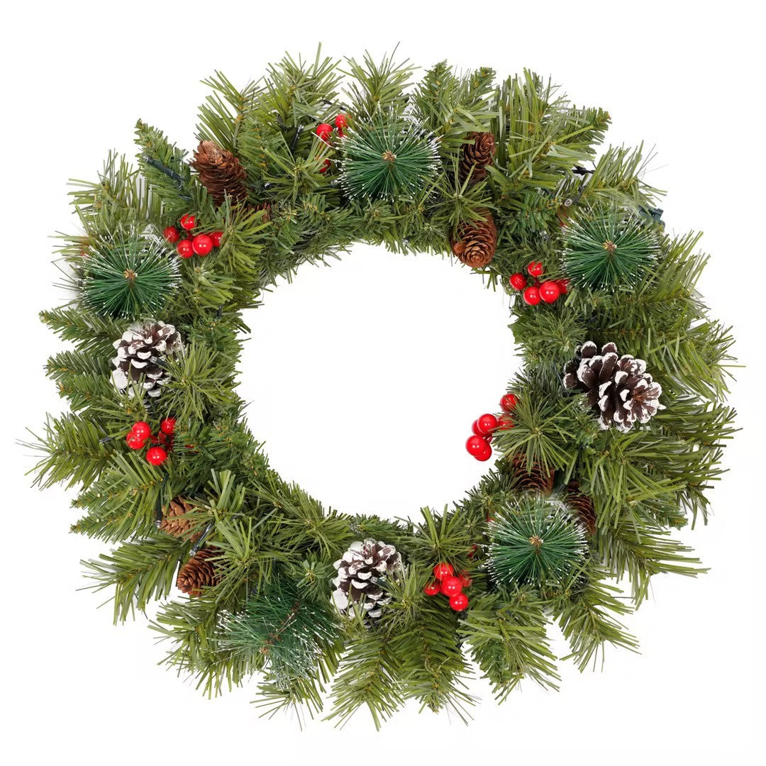 Pre-lit Xmas Tree Artificial Christmas 4-Piece Set,Garland, Wreath and Set of 2