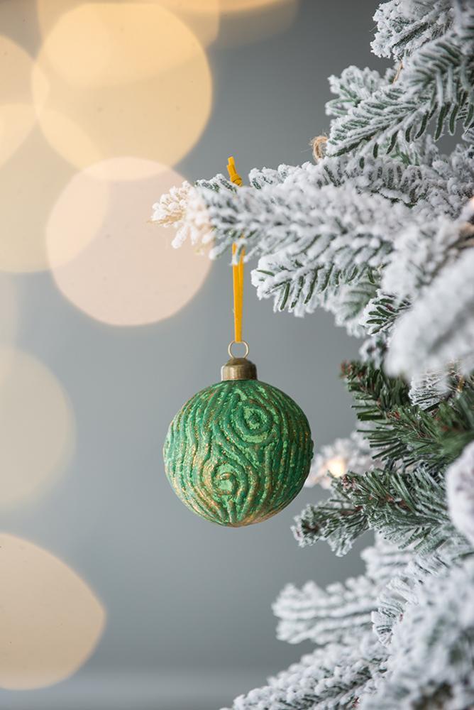 Green Glitter Christmas Ball Ornaments, Set of 12