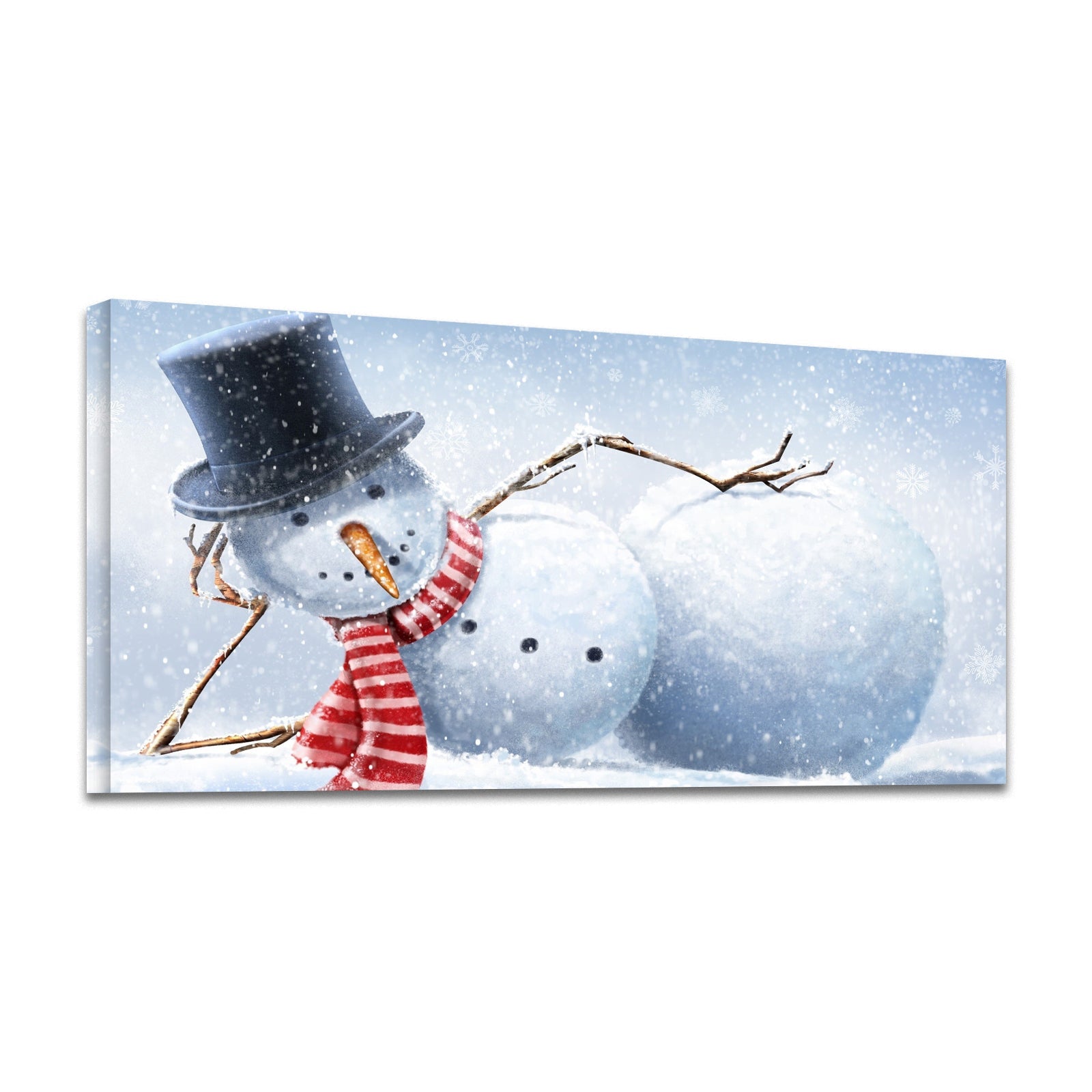 Framed Canvas Wall Art Decor - Cute Lying Snowman Painting