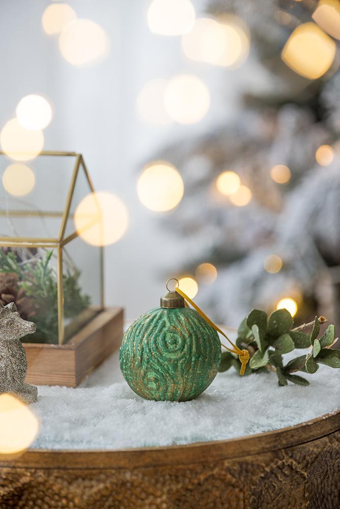 Green Glitter Christmas Ball Ornaments, Set of 12