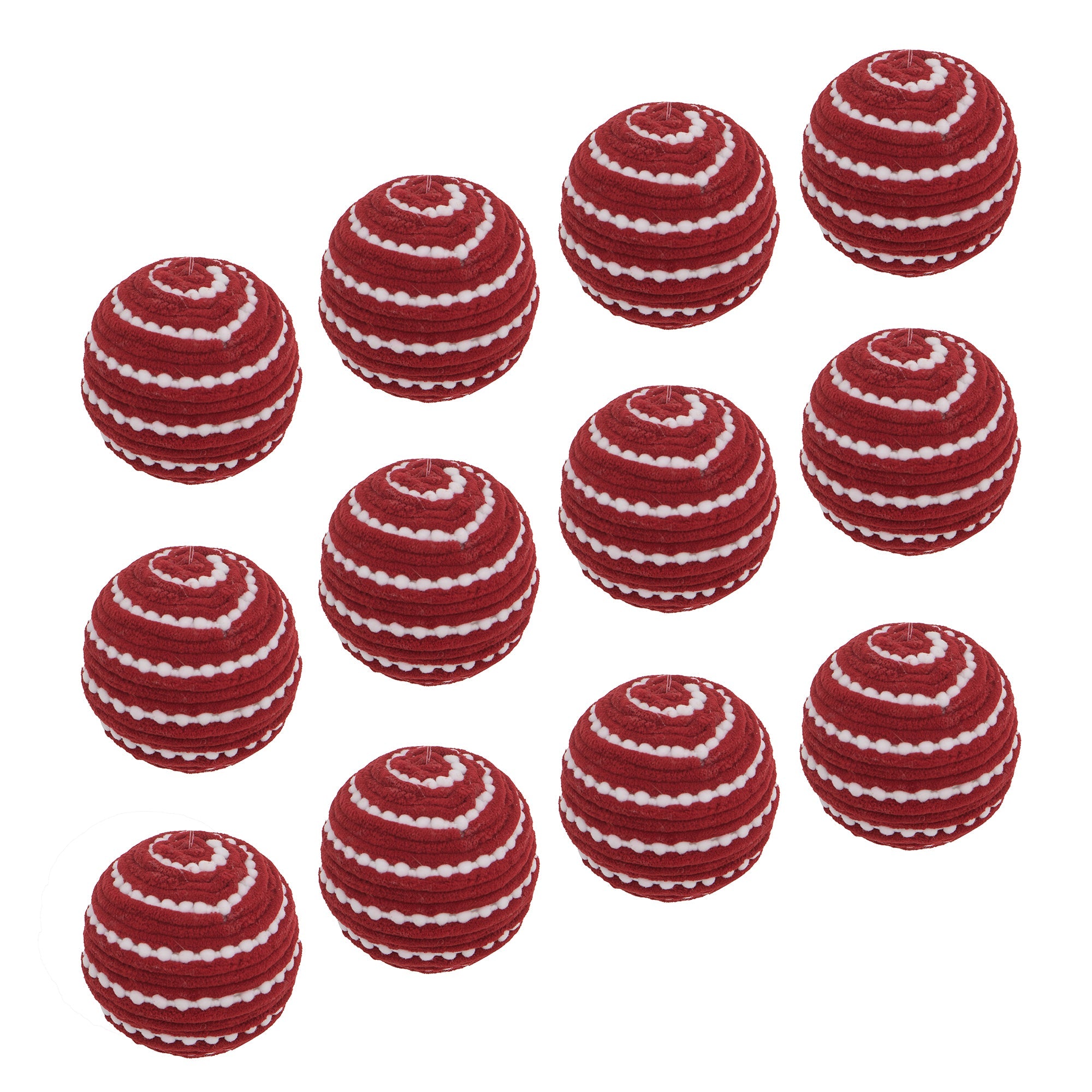 Red With White  Christmas Ball Ornaments,  Set of 12