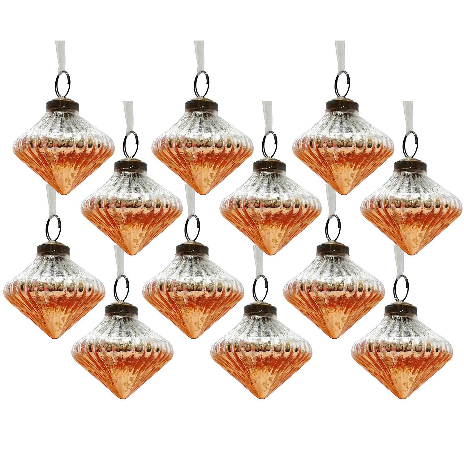 Amber Glass Decorative Hanging Ball Christmas Tree Ornaments, Set of 4