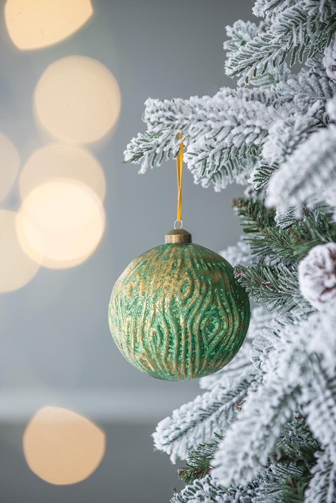 Green Glitter Christmas Ball Ornaments,  Set of 4