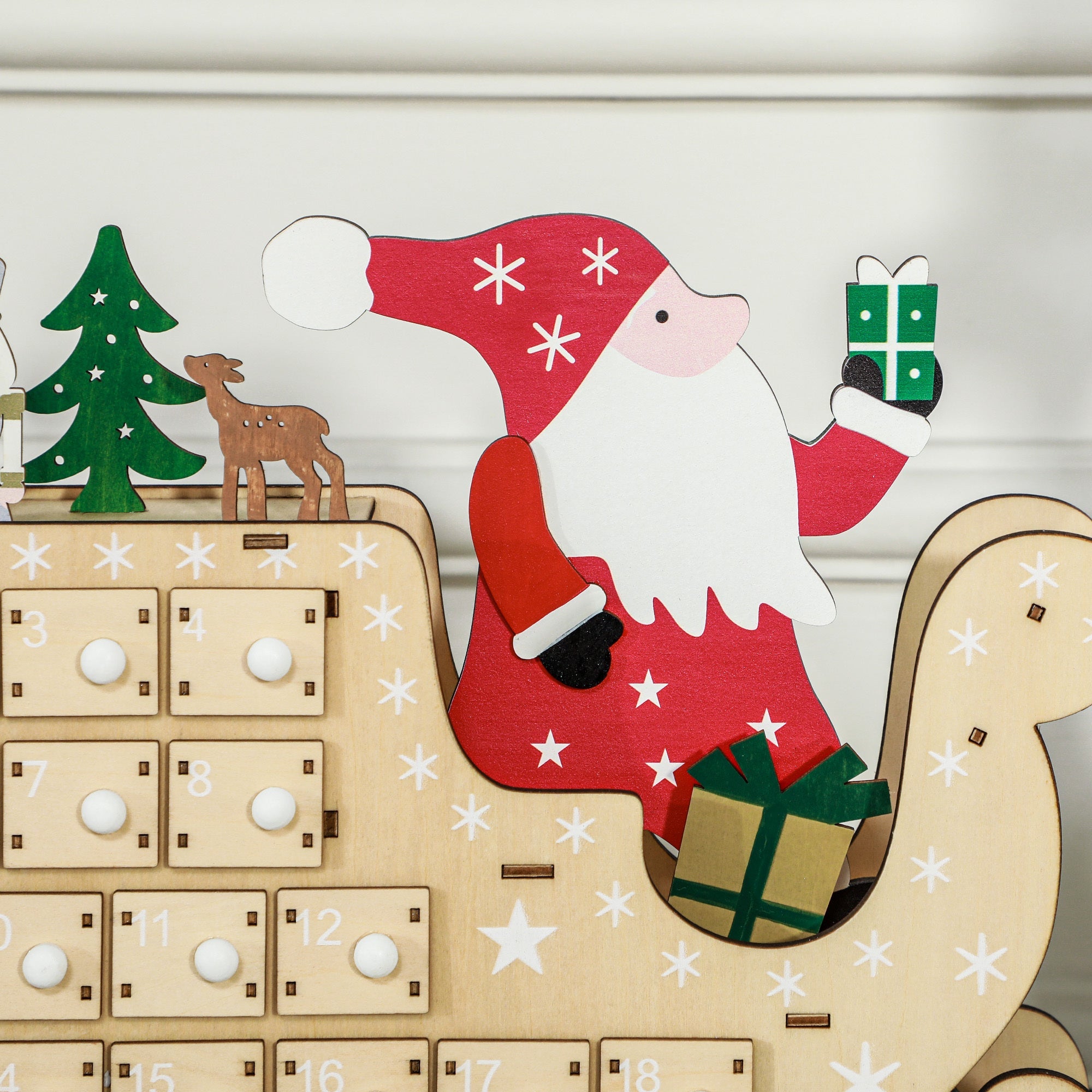 Santa Sleigh Christmas Advent Calendar with 24 Countdown Drawers