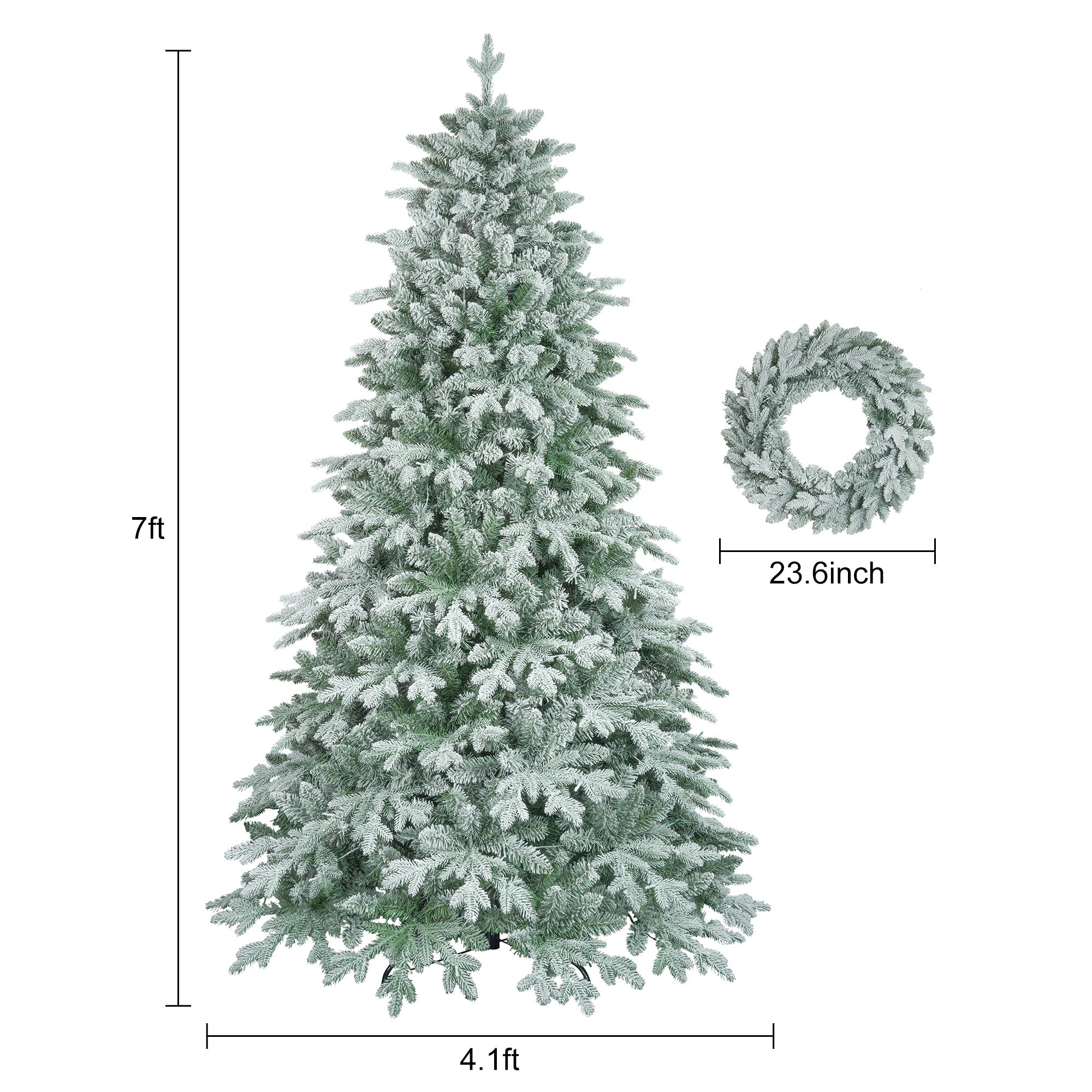 7ft Lighted Artificial Christmas Tree with Wreath Set of 2