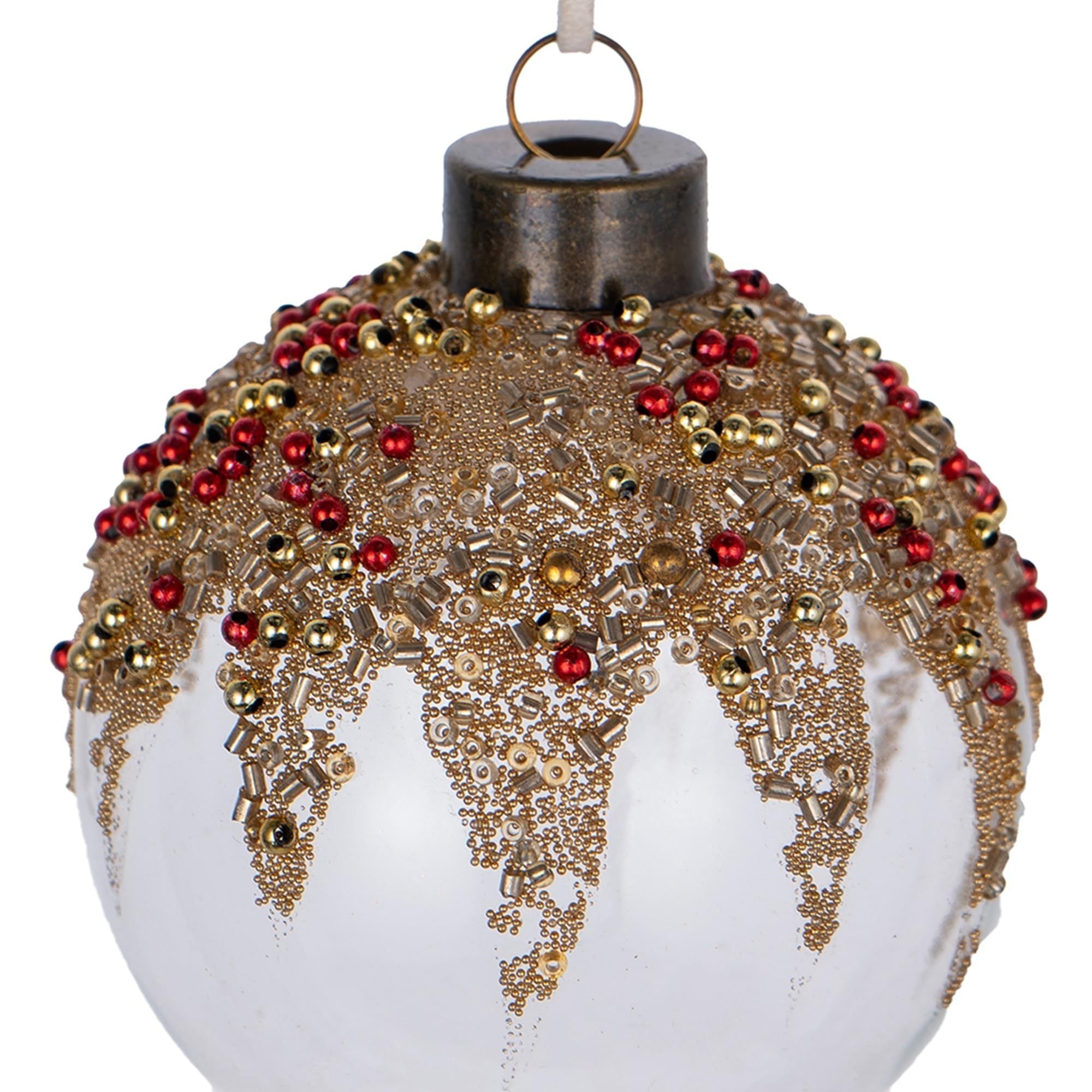 Clear with Gold Christmas Ball Ornaments,  Set of 6