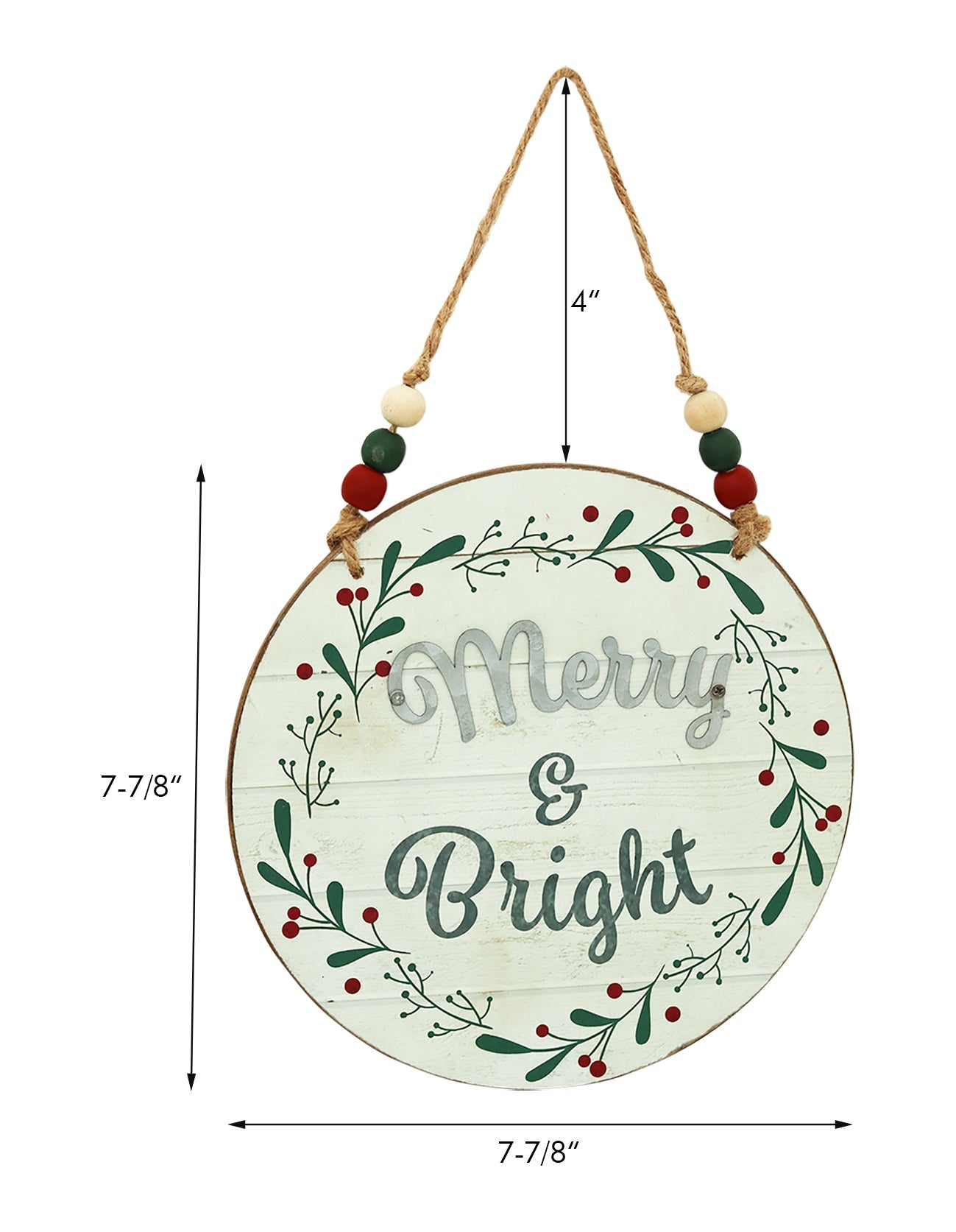 Wood and Metal Round Christmas Wall Decor Merry and Bright