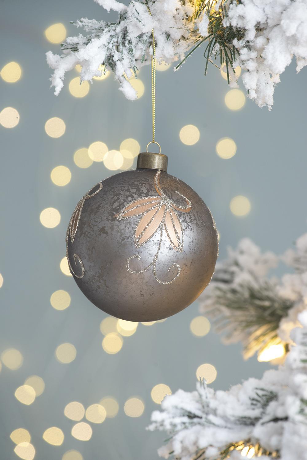 Silver with Gold Christmas Ball Ornaments, Set of 6