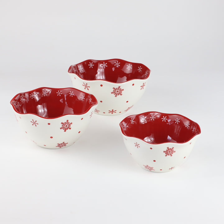 Winterfest 3 Piece Nesting Bowl Set - Snow Flake