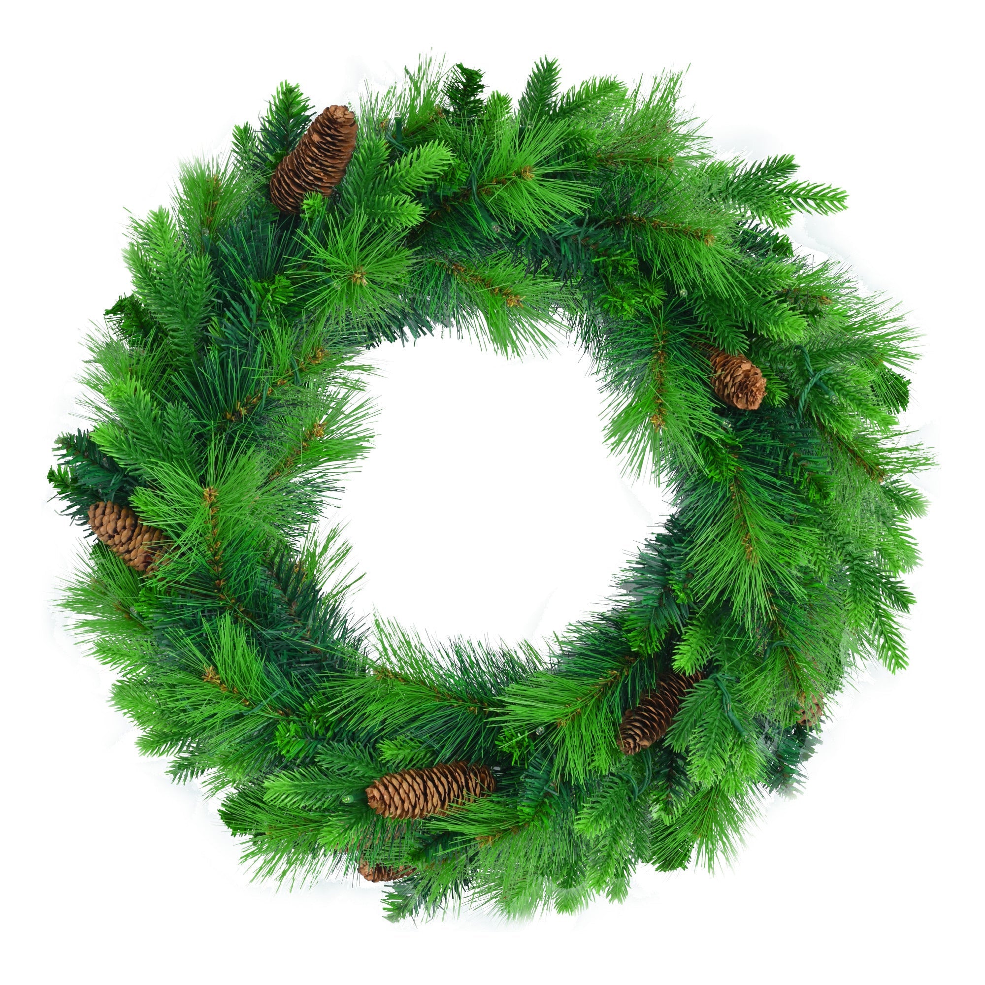 6FT Grass Green Christmas Tree 3 PC - Pre-Lit Set with Tree & Garland & Wreath, Hinged Xmas Tree