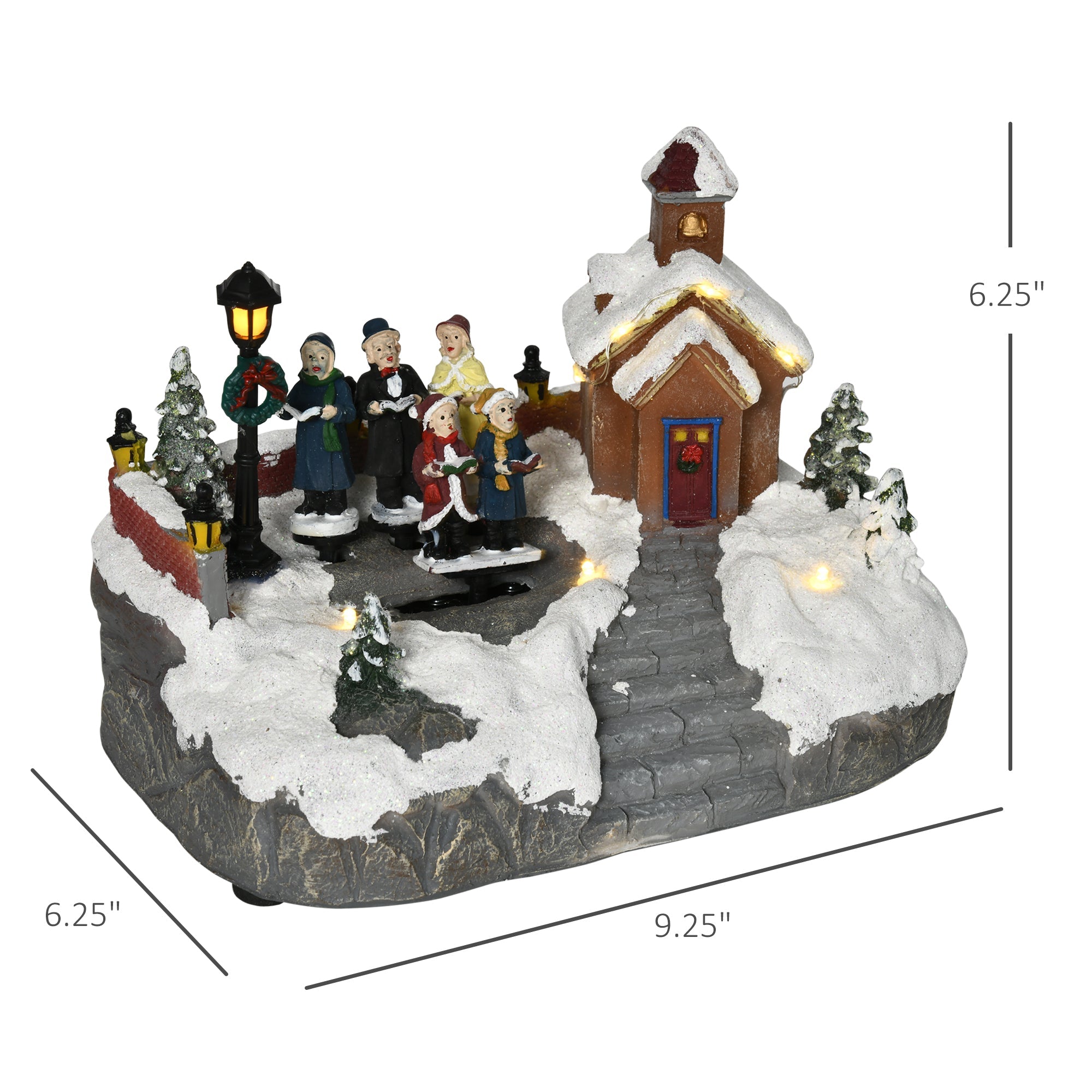 Christmas Village, Choir Animated Winter Wonderland Set with Multicolored LED Light, Battery Operated