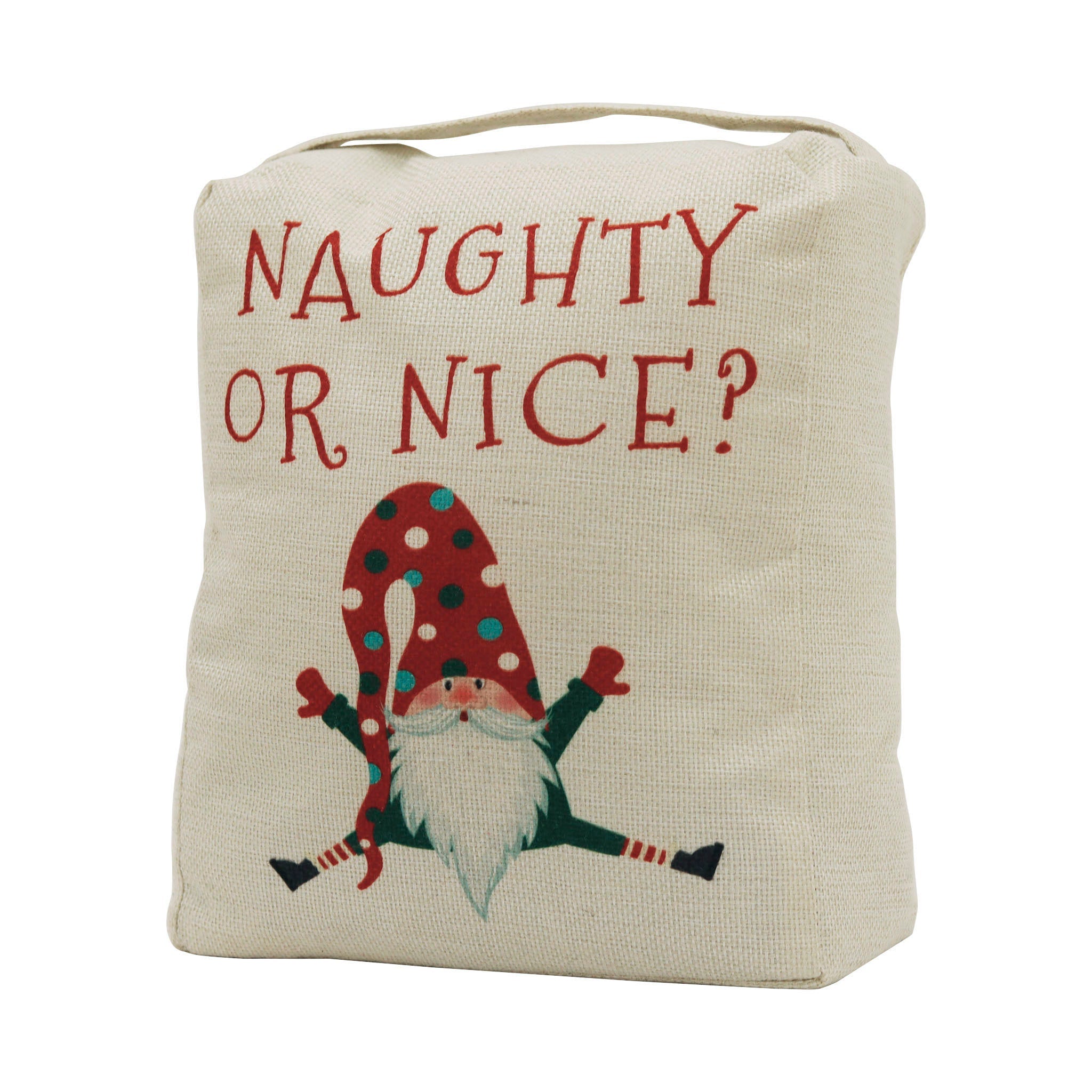 Naughty Or Nice Santa Fabric Christmas Door Stopper