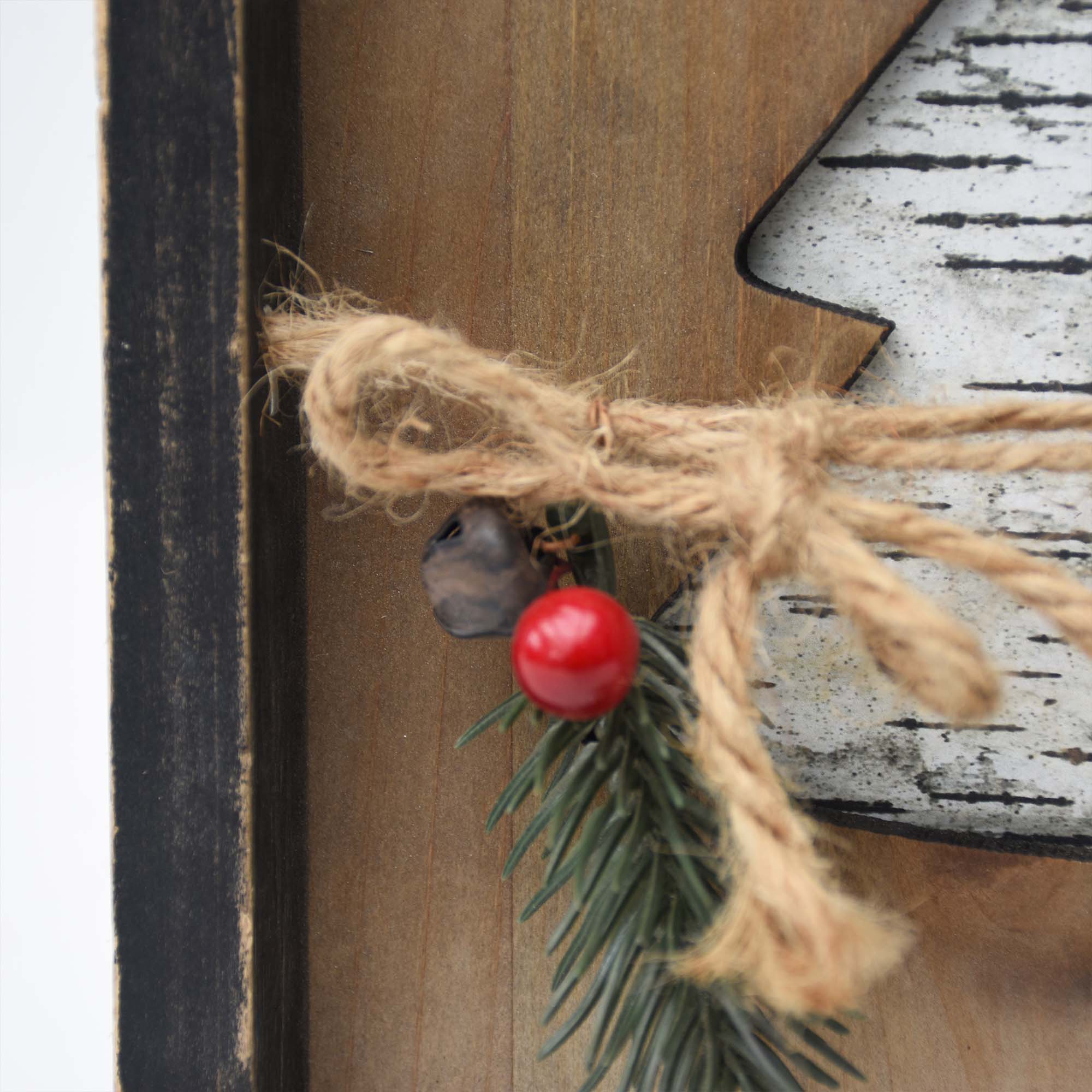 Merry Christmas Decor with Cutout Christmas Tree and Berries