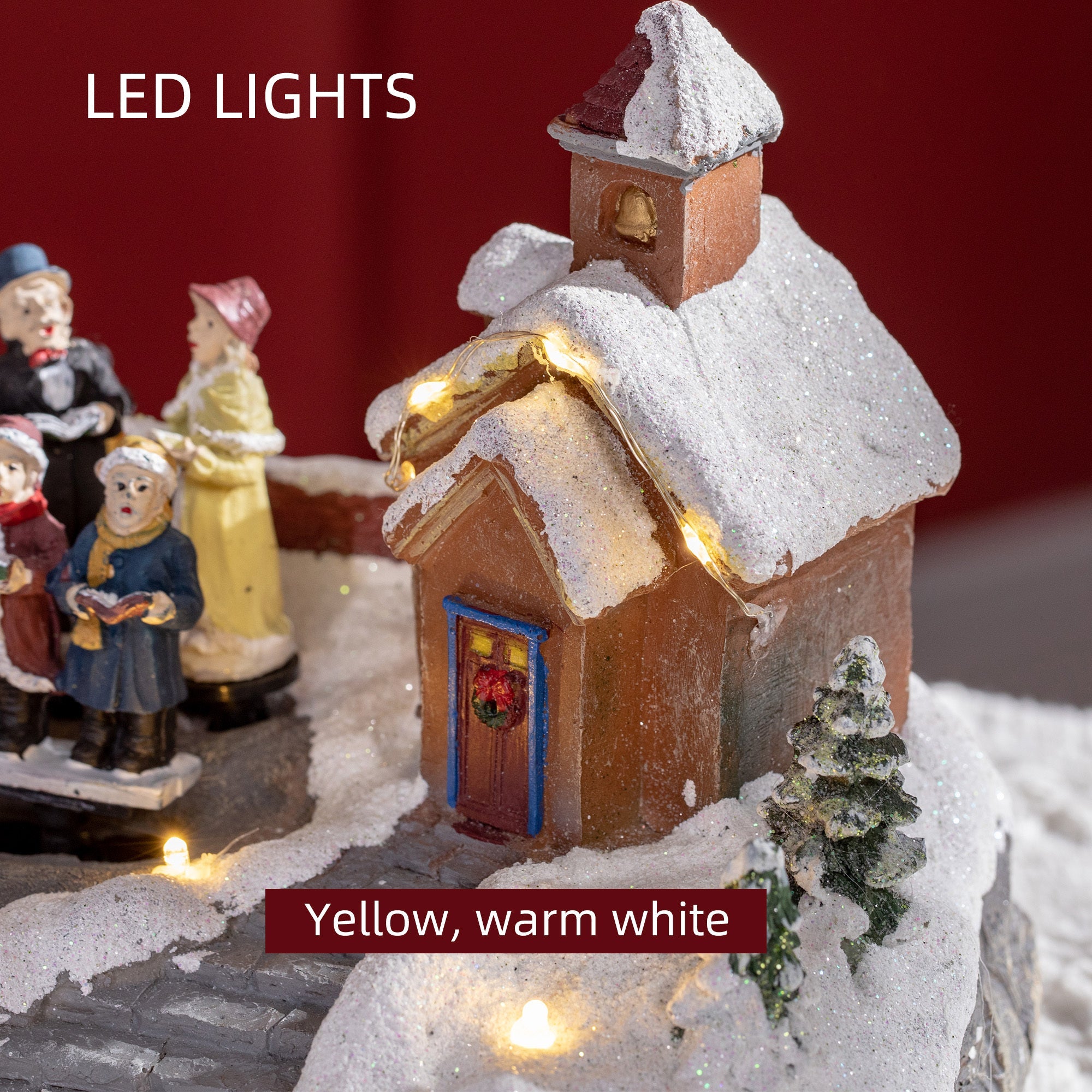 Christmas Village, Choir Animated Winter Wonderland Set with Multicolored LED Light, Battery Operated