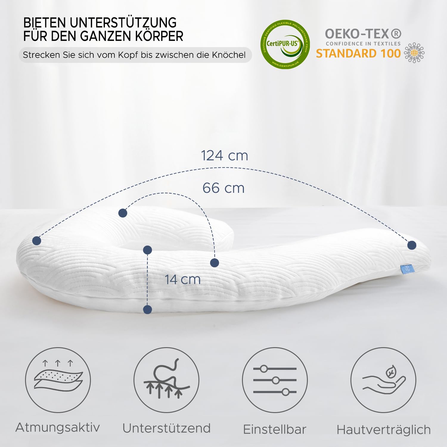 Body Pillow for Adults - Side Sleeper Pregnancy Pillow