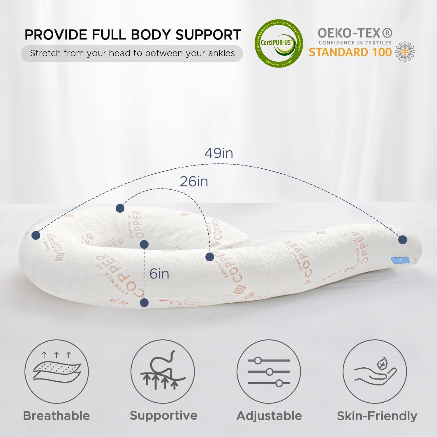 Body Pillow for Adults - Side Sleeper Pregnancy Pillow