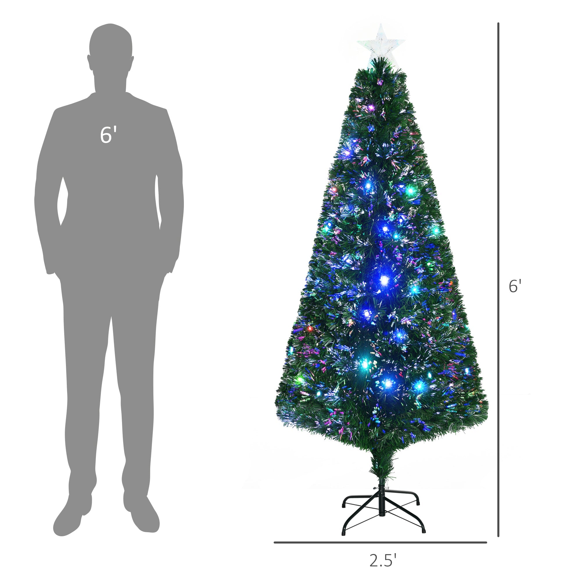 6' Tall Douglas Fir Pre-Lit Artificial Christmas Tree , 24 Multi-Color LED Lights