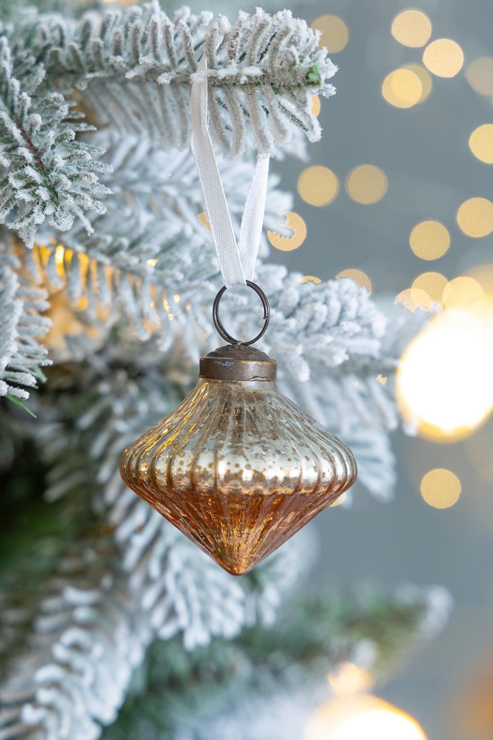 Amber Glass Decorative Hanging Ball Christmas Tree Ornaments, Set of 4