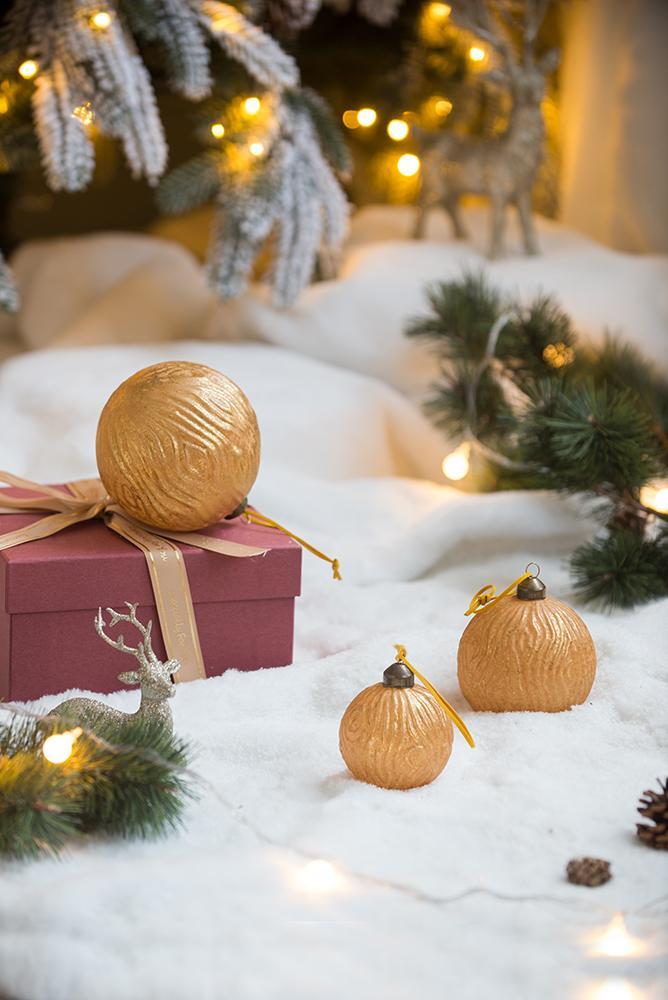 Gold Glitter Christmas Ball Ornaments,Set of 12