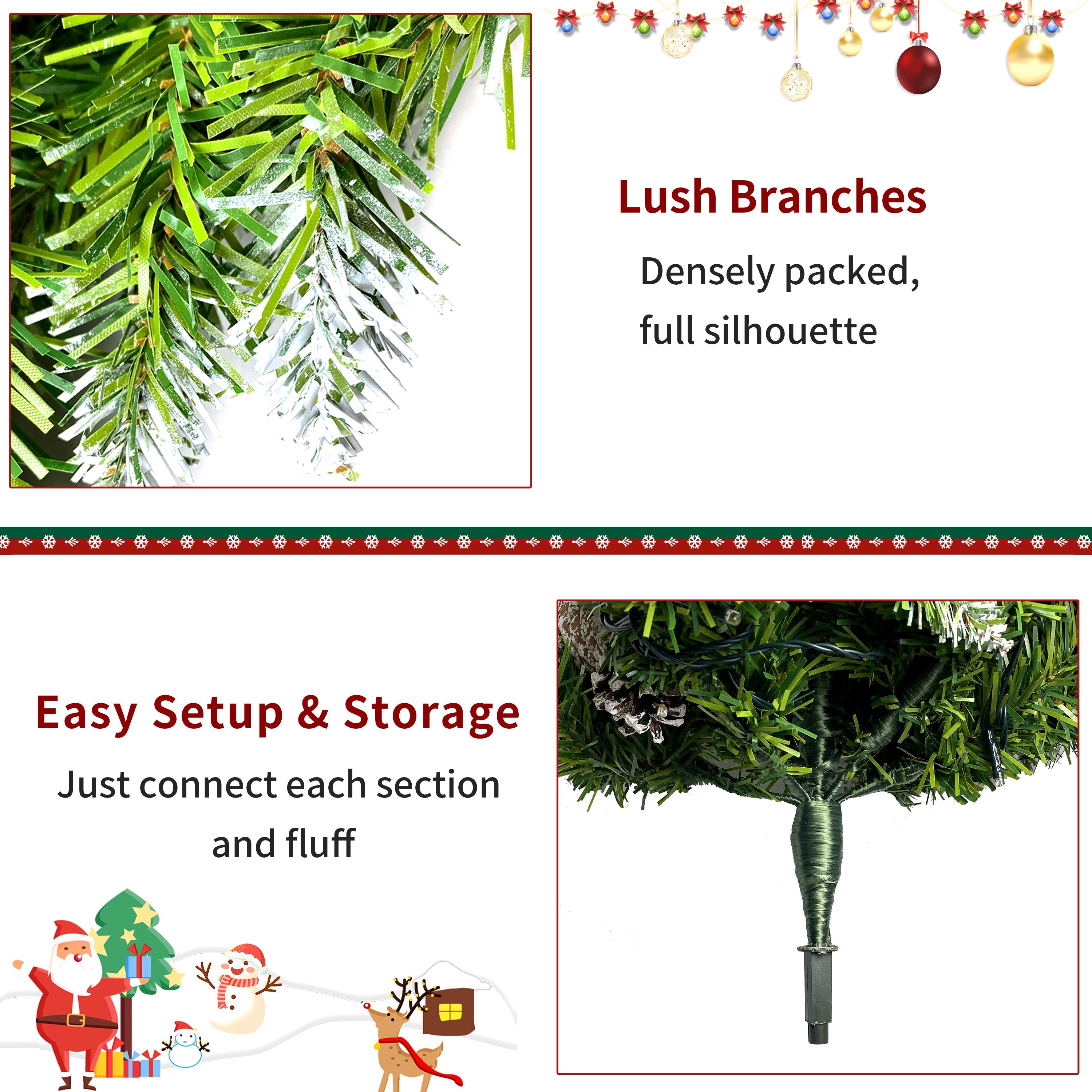 Pre-lit Christmas 4-Piece Set, Garland, Wreath and Set of 2 Entrance Trees X-mas with LED Lights