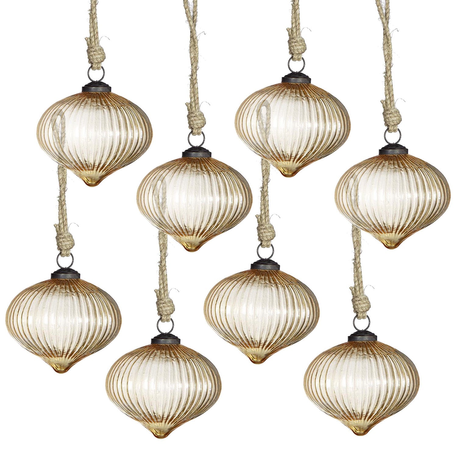 Pale AmberGlass Decorative Hanging Ball Christmas Tree Ornaments-Set of 8