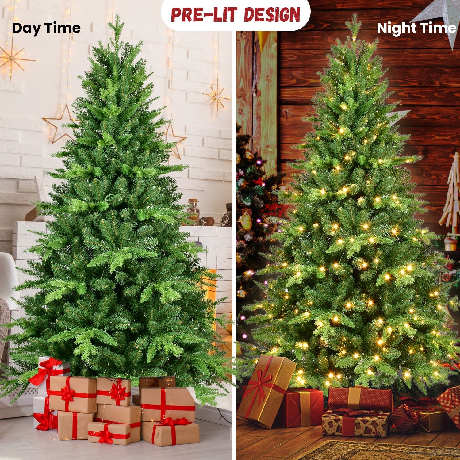 6FT PE&PVC Prelit Christmas Tree