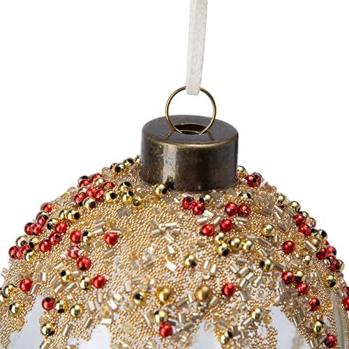 Clear with Gold Christmas Ball Ornaments,  Set of 6