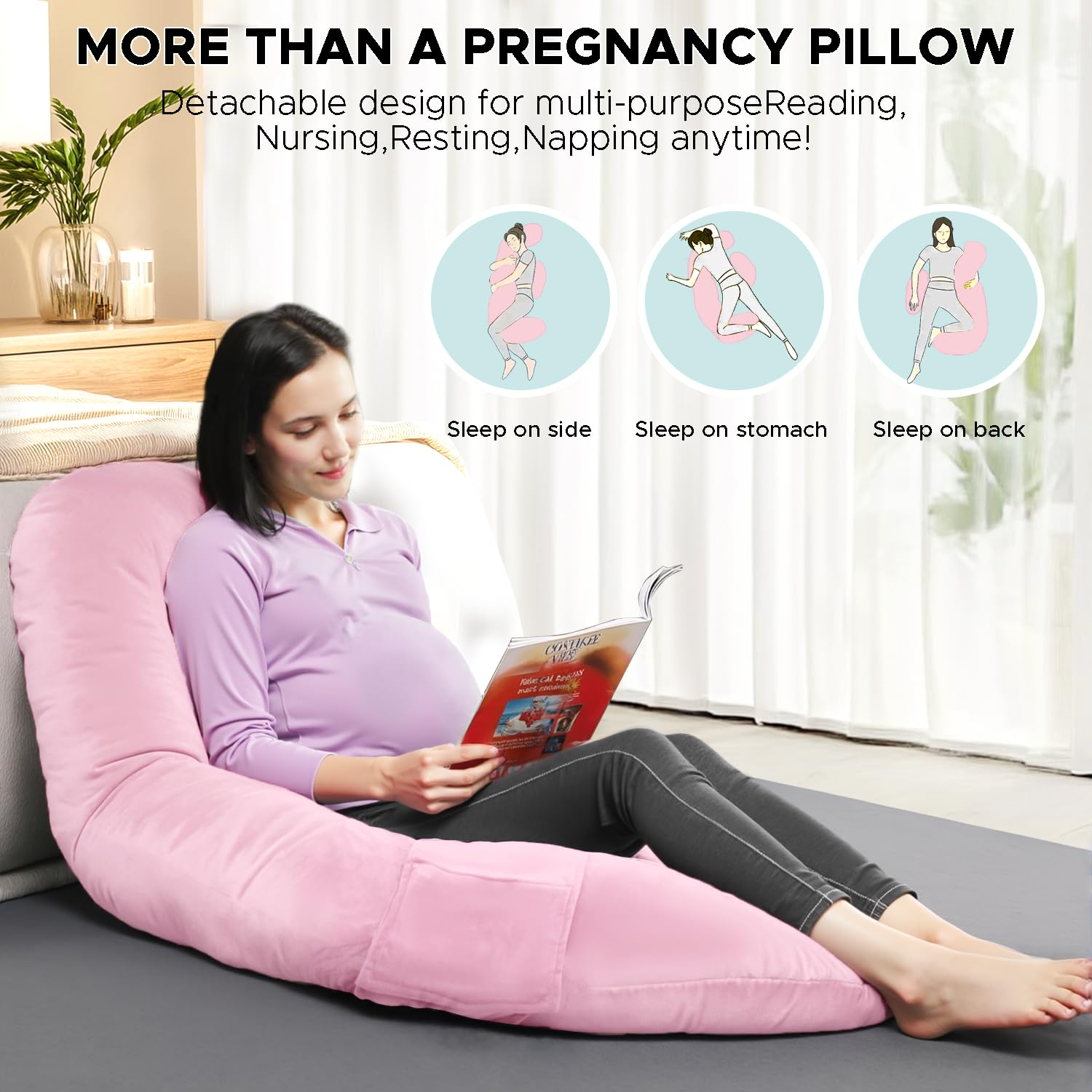 Body Pillow for Adults - Side Sleeper Pregnancy Pillow