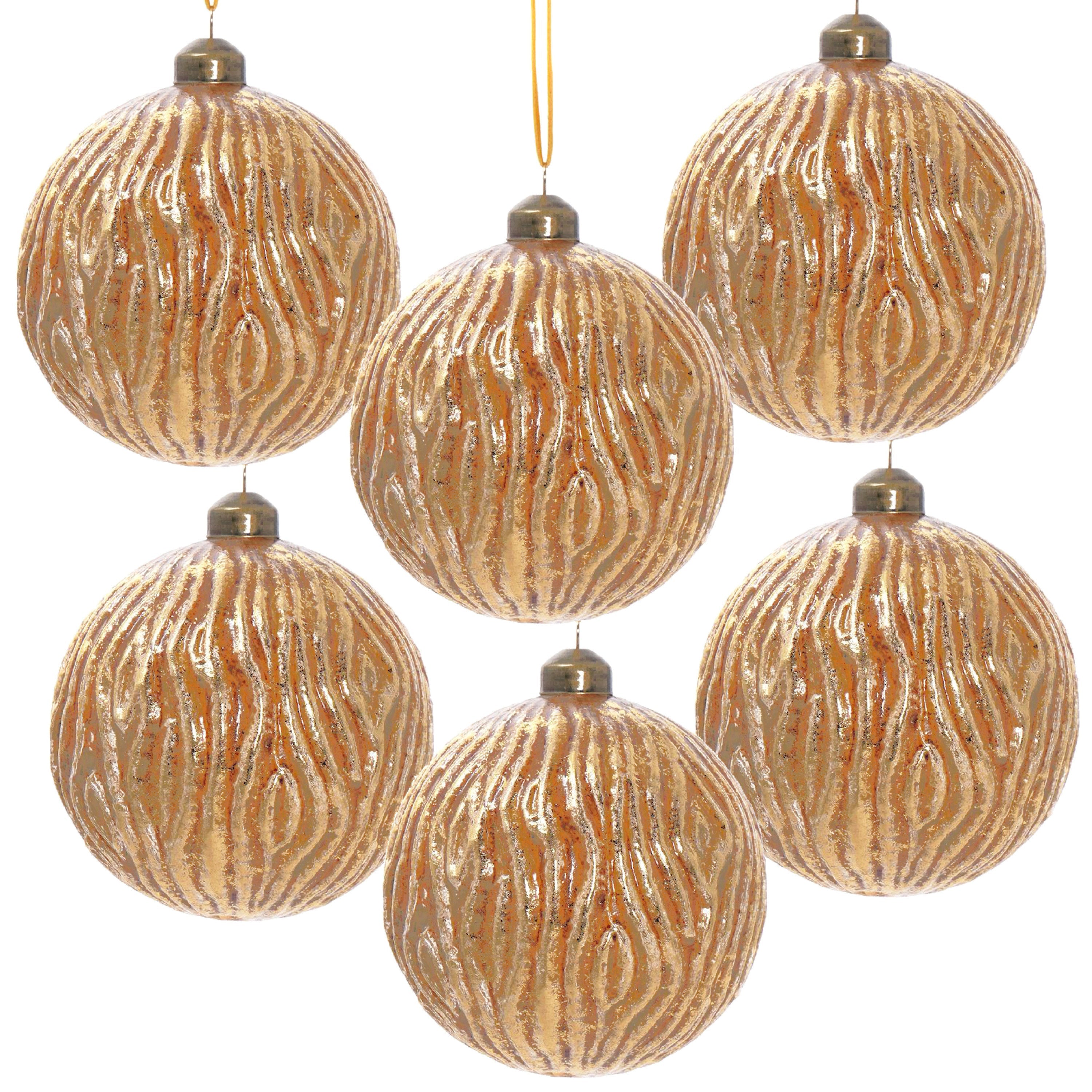 Gold  Christmas Ball Ornaments, Set of 6