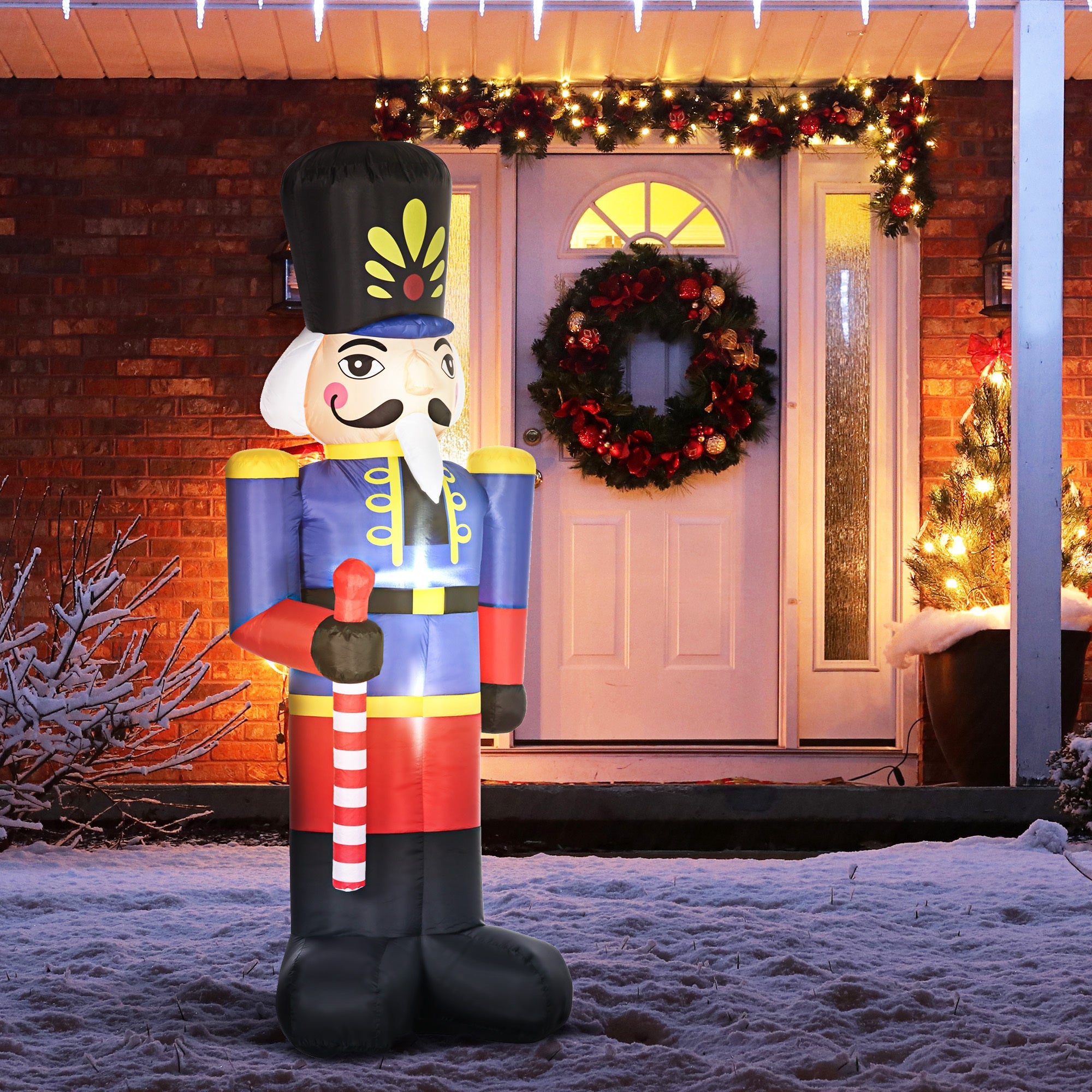 8ft  Nutcracker Toy Soldier with Scepter, with LED Lights Display-Christmas Inflatables Outdoor