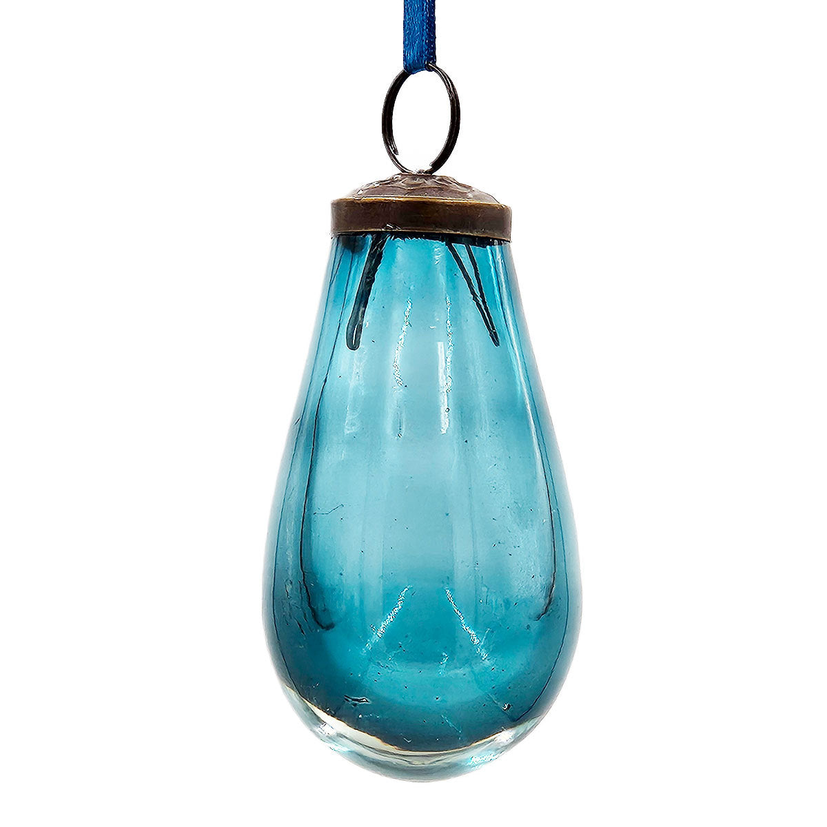 Blue Luster Glass  Christmas Tree Ornaments , Set of 12