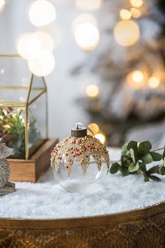 Clear with Gold Christmas Ball Ornaments,  Set of 6