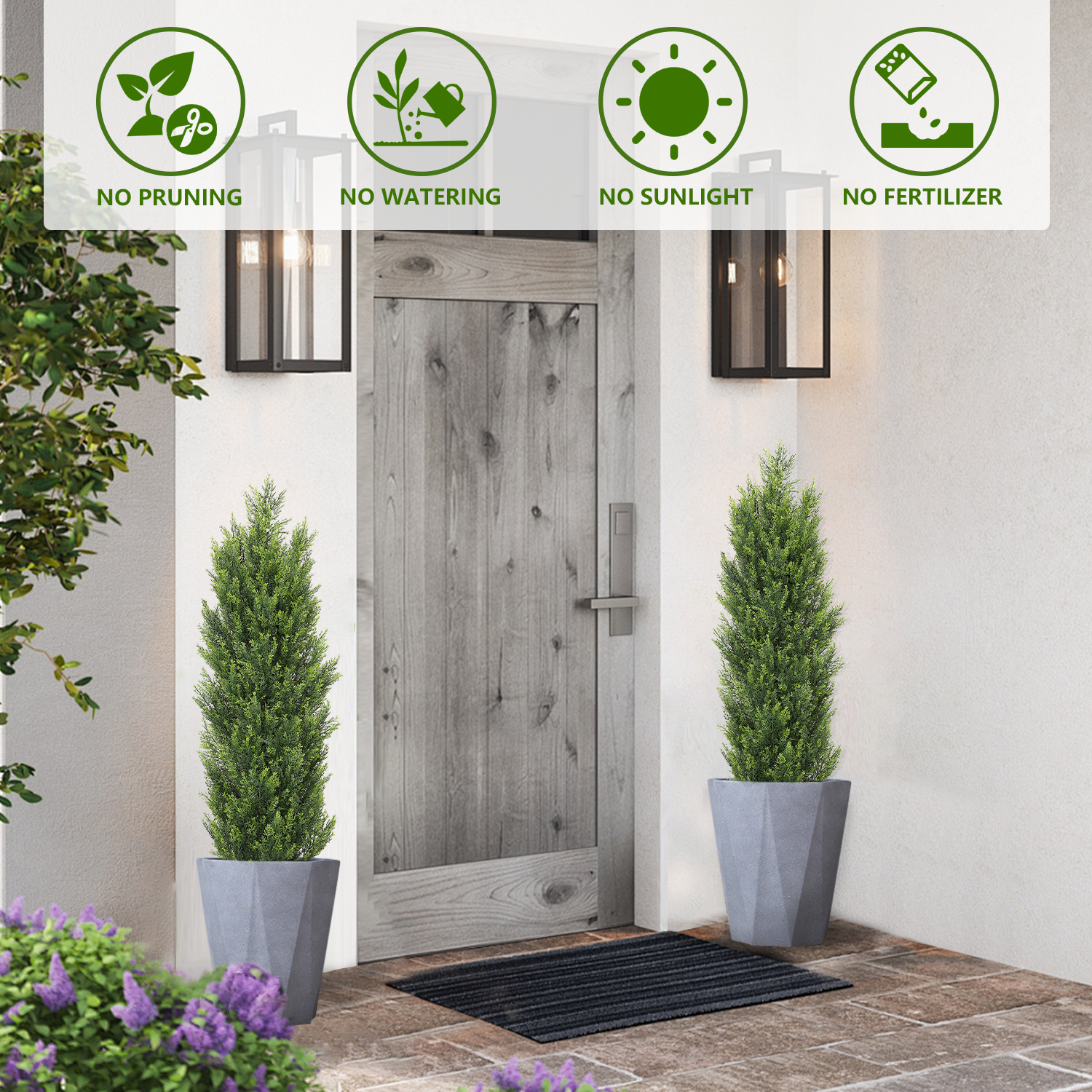 Artificial Cedar Cypress Plants Faux Boxwood Pine Greenery Trees Plants