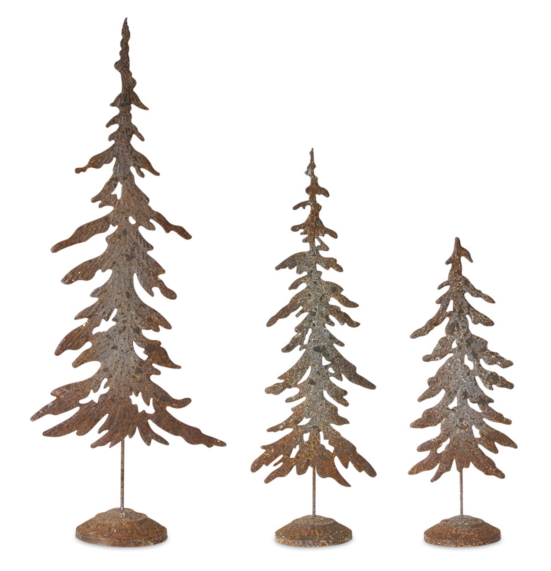 Rustic Metal Tree Cut Out Decor (Set of 3)