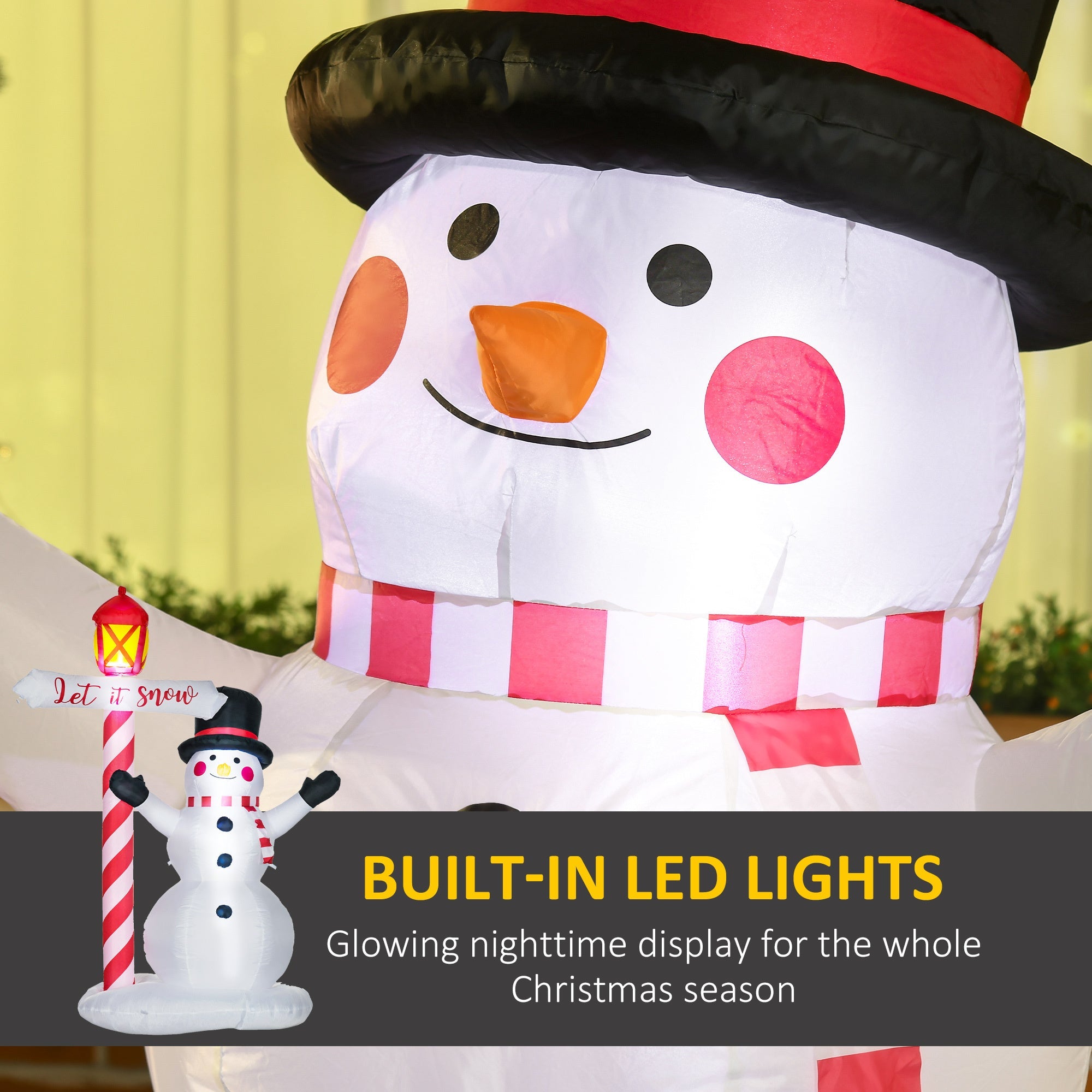 7ft  Snowman with Street Light, Blow-Up LED  Decor-Christmas Inflatables Outdoor